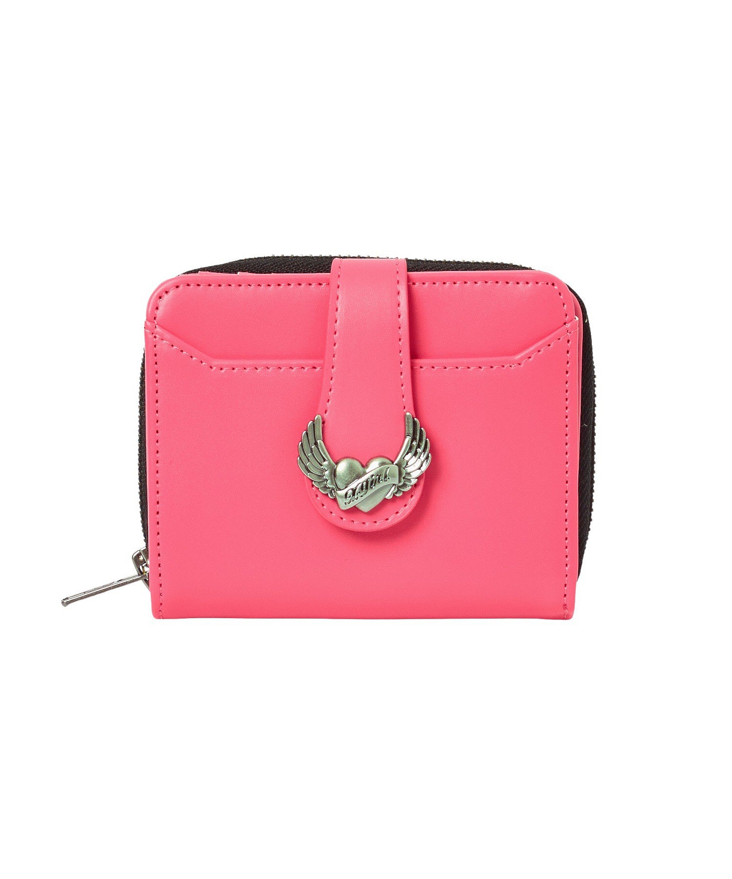 HEART AND WING EMBLEM FAUX LEATHER WALLET