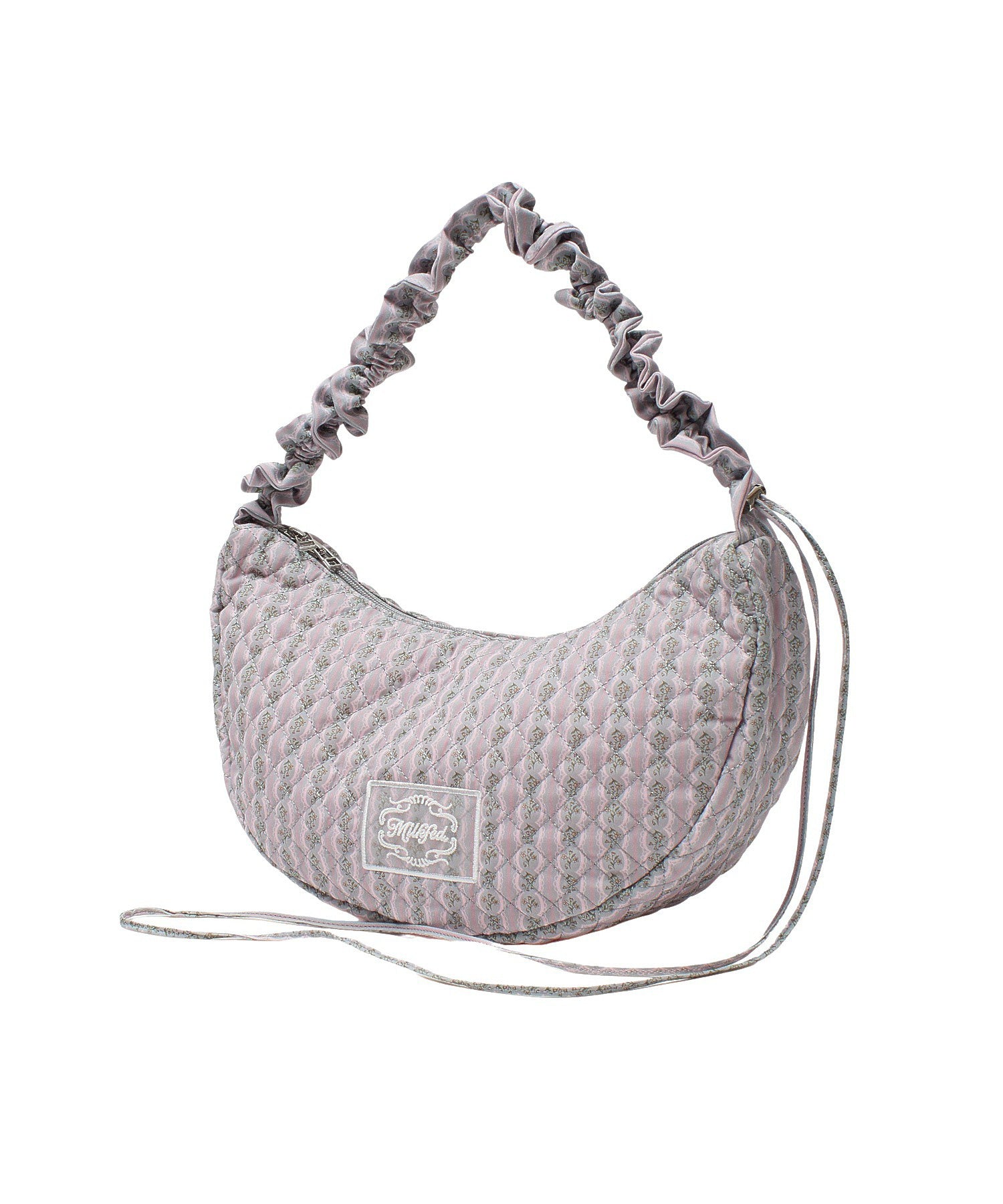 STRIPED FLOWER QUILTED SHOULDER BAG