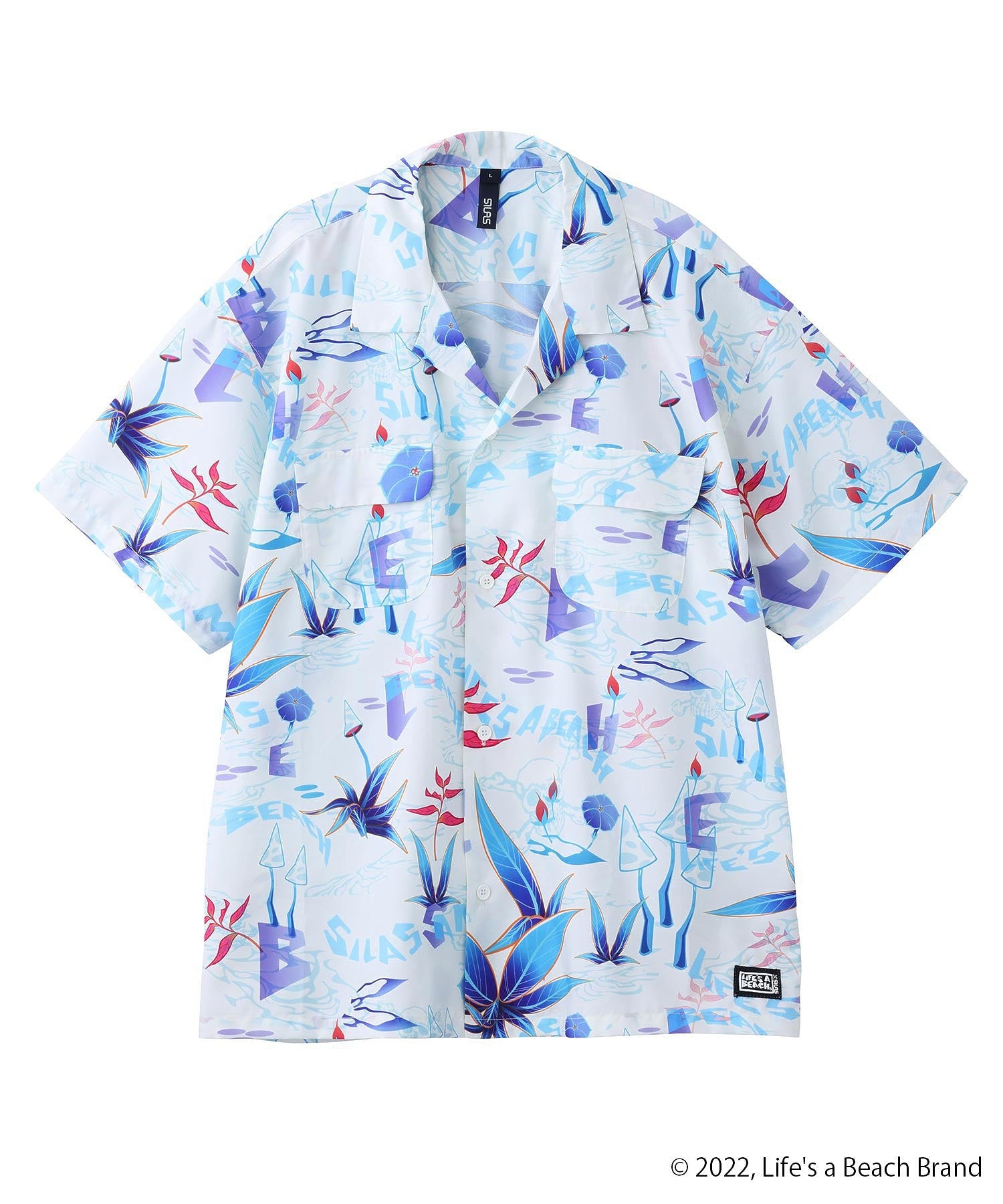 SILASxLIFE'S A BEACH MUSHROOM PATTERN OPEN COLLAR S/S SHIRT