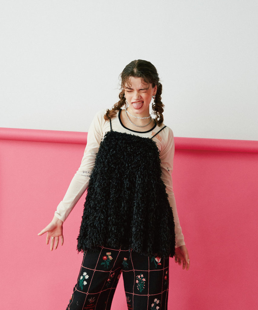 美品CLANE FRINGE CAMISOLE ALL IN ONE Black FRINGE CAMISOLE BLOUSE – calif（カリフ）公式サイト