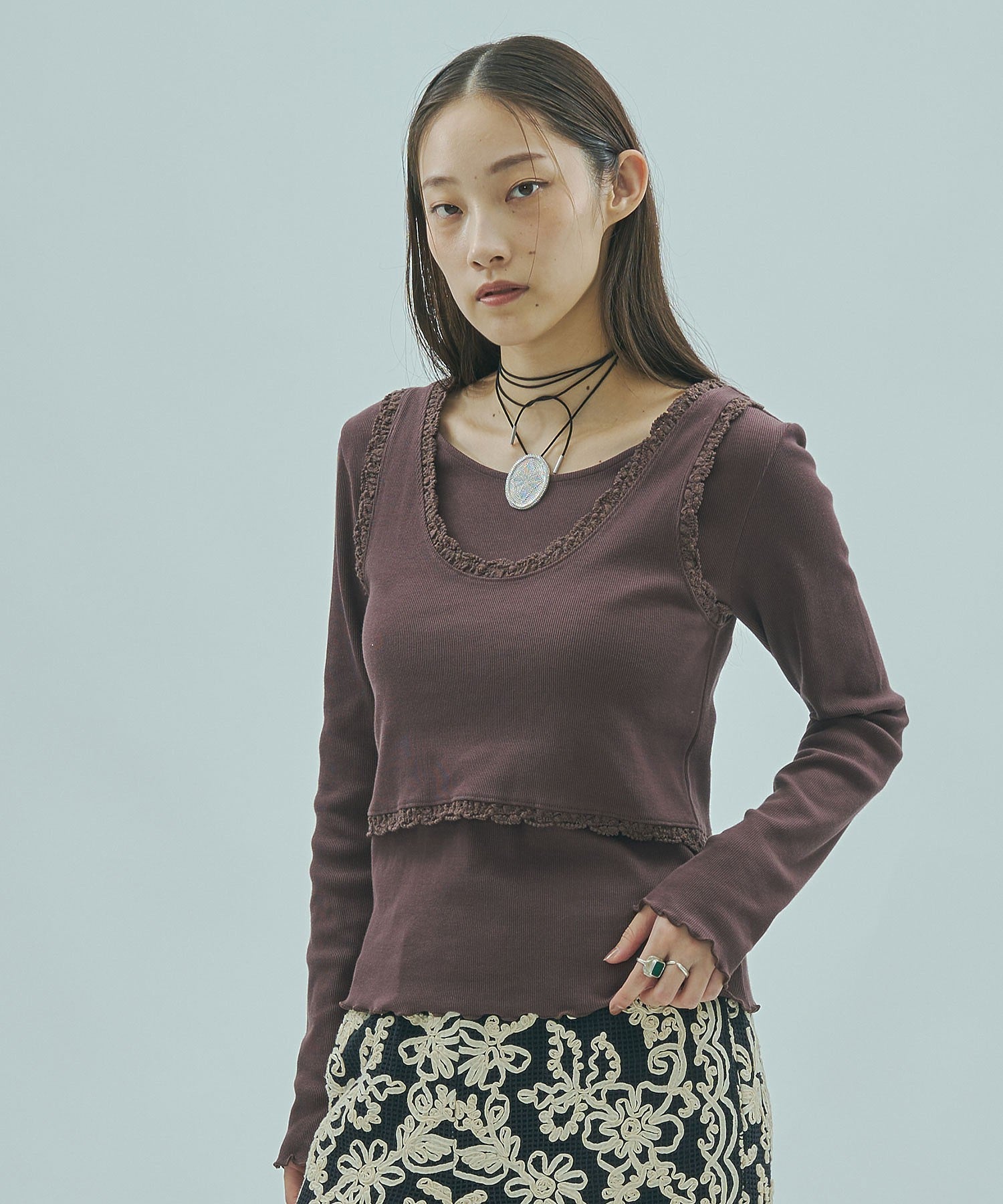 mag.by c/LAYERED RIB TOP