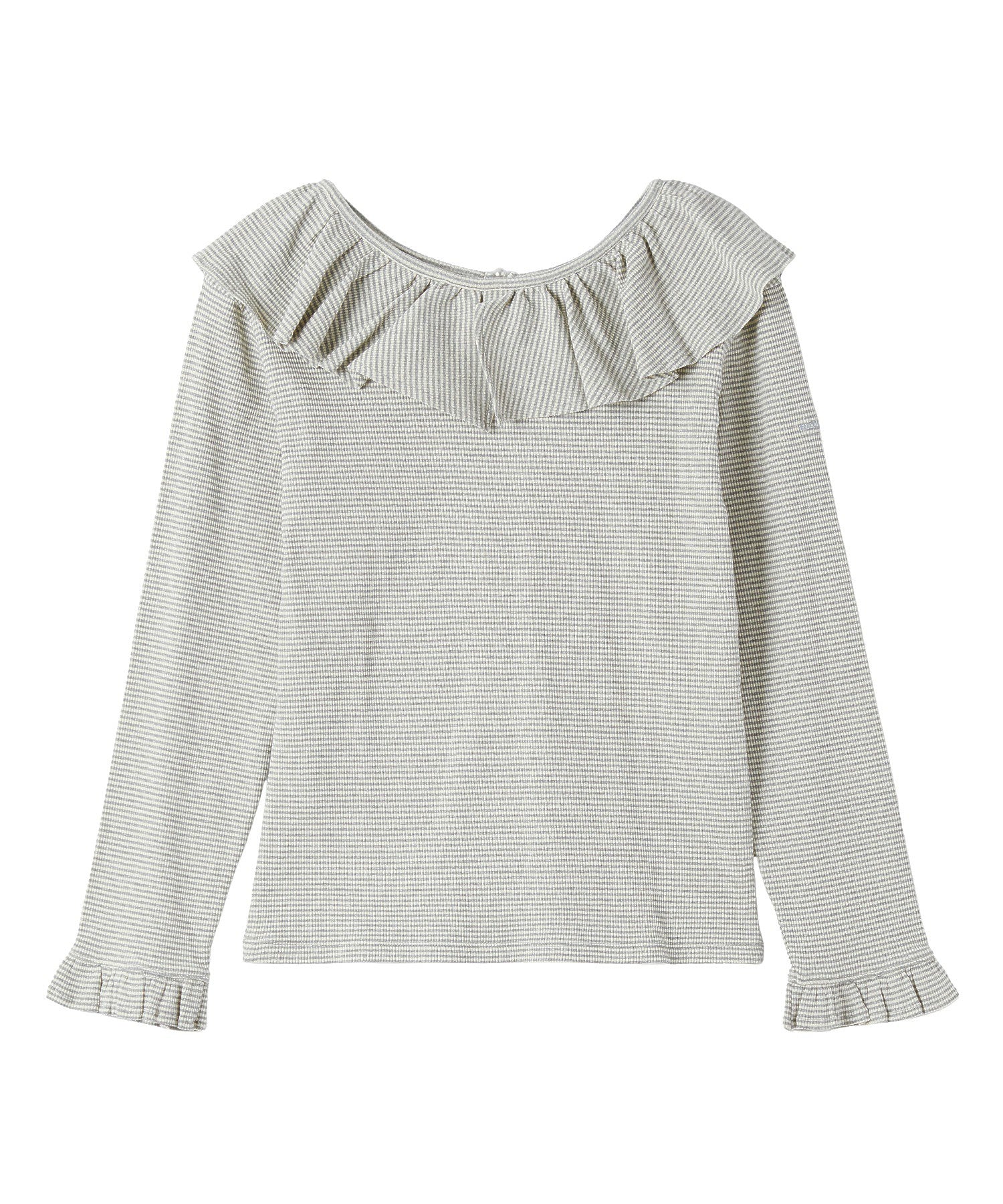 2WAY RUFFLE COLLAR STRIPED L/S TOP