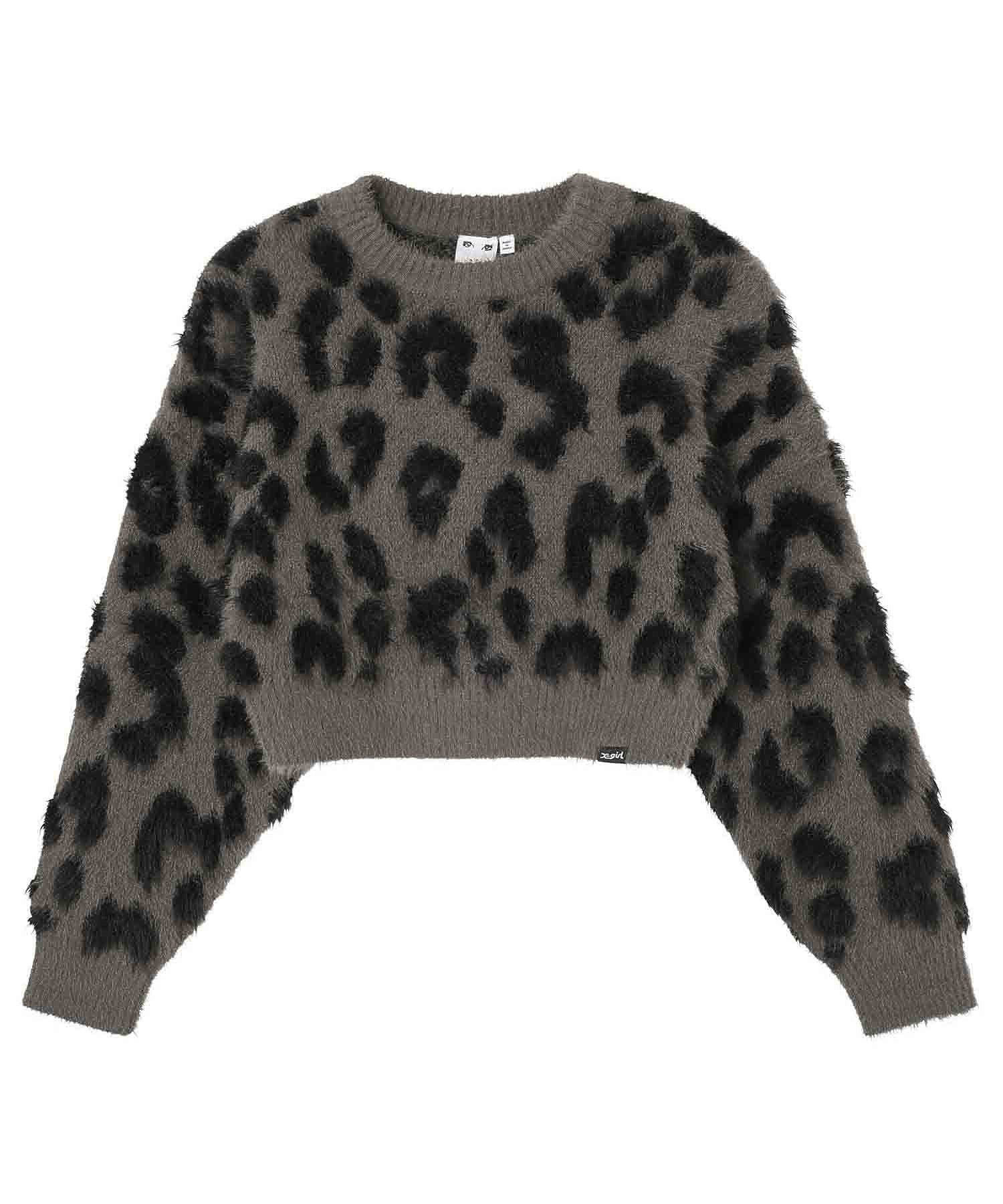LEOPARD CROPPED KNIT TOP X-girl