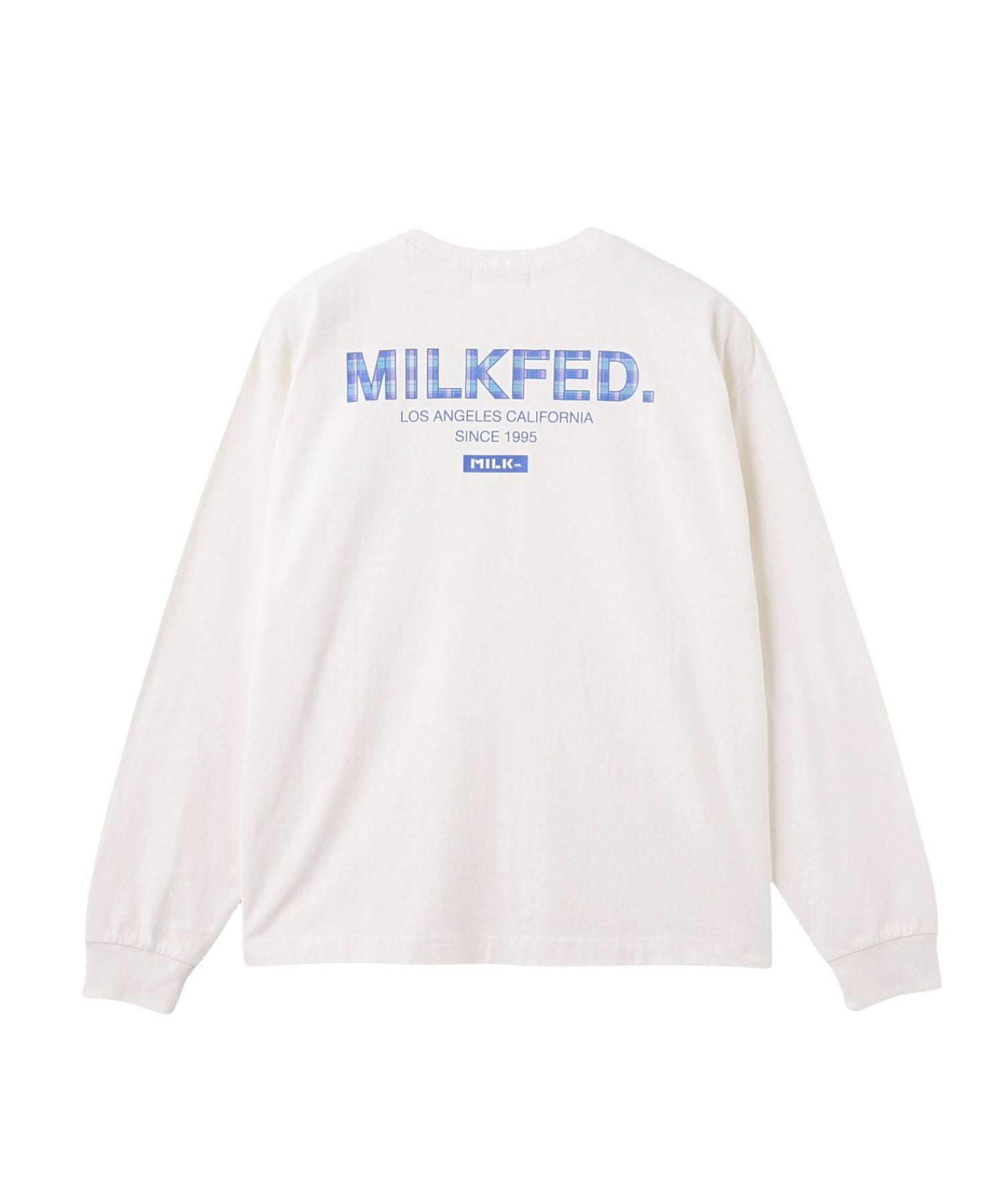 MILKFED. PLAID LOGO L/S TEE