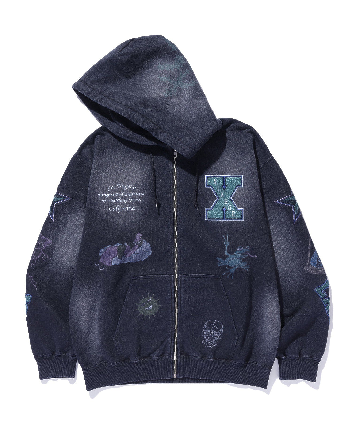 MULTI LOGO ZIP UP HOODED SWEATSHIRT