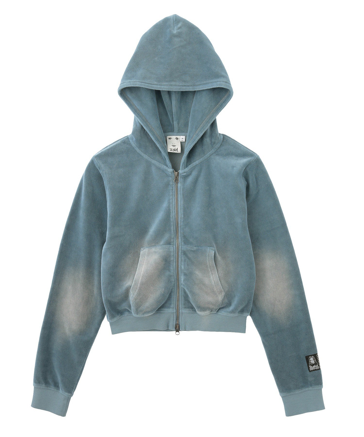 FADED VELOUR COMPACT ZIP UP HOODIE