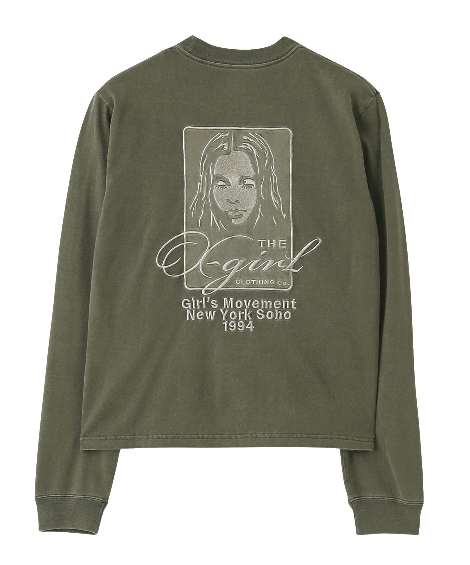 PIGMENT DYED FACE AND LOGO SQUARE PATCH L/S TEE