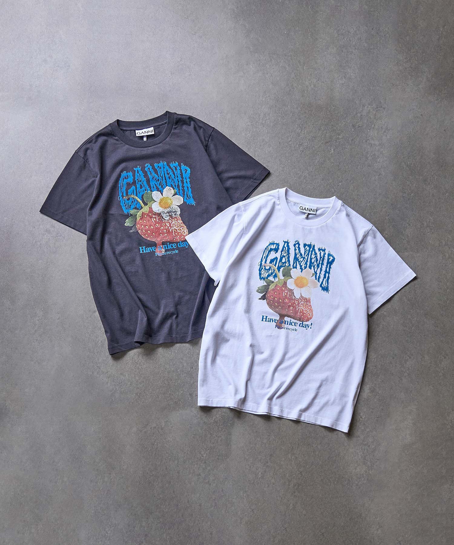 GANNI/BASIC COTTON JERSEY STRAWBERRY
