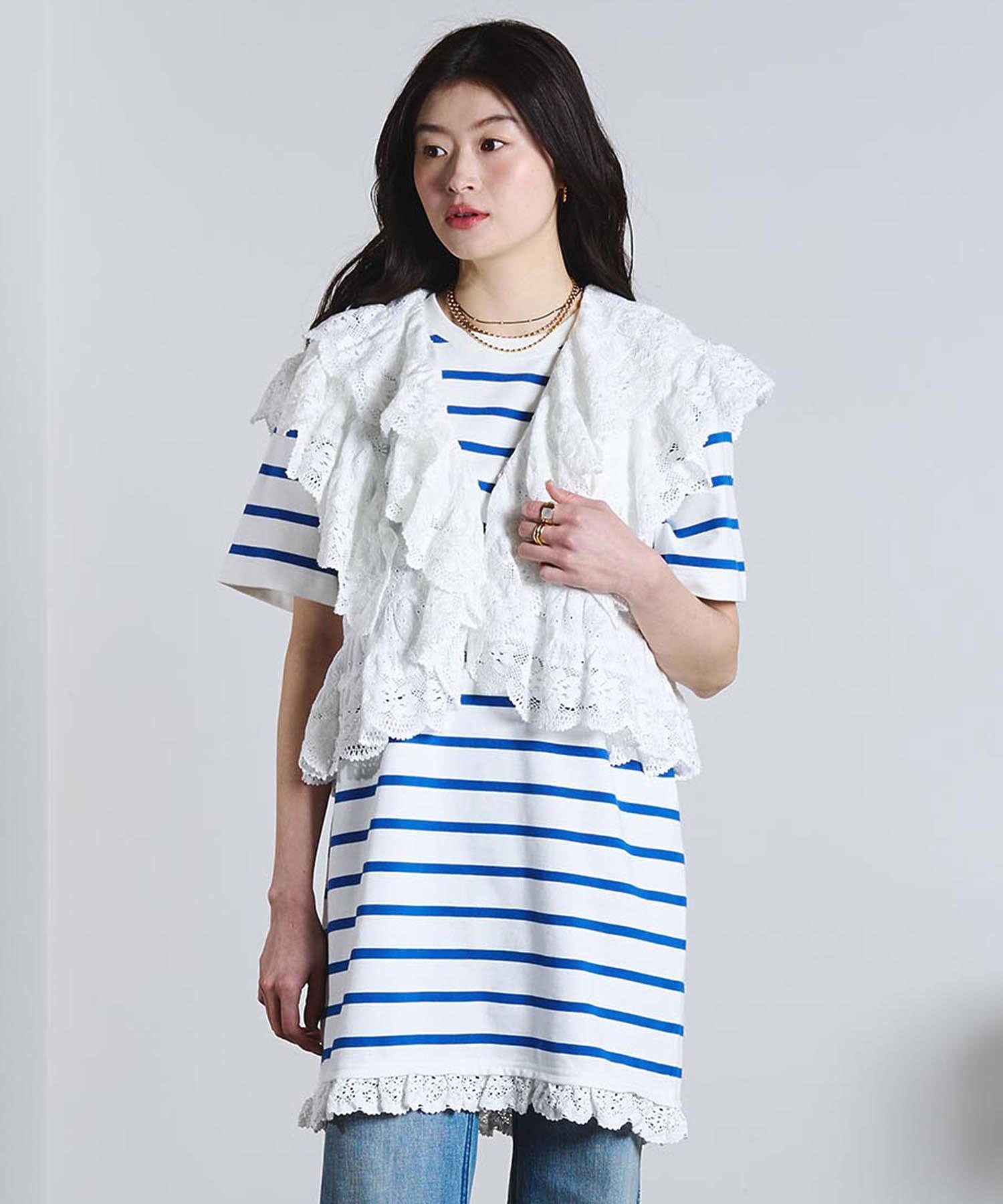 mag.by c/STRIPE H/S MINI CUT DRESS