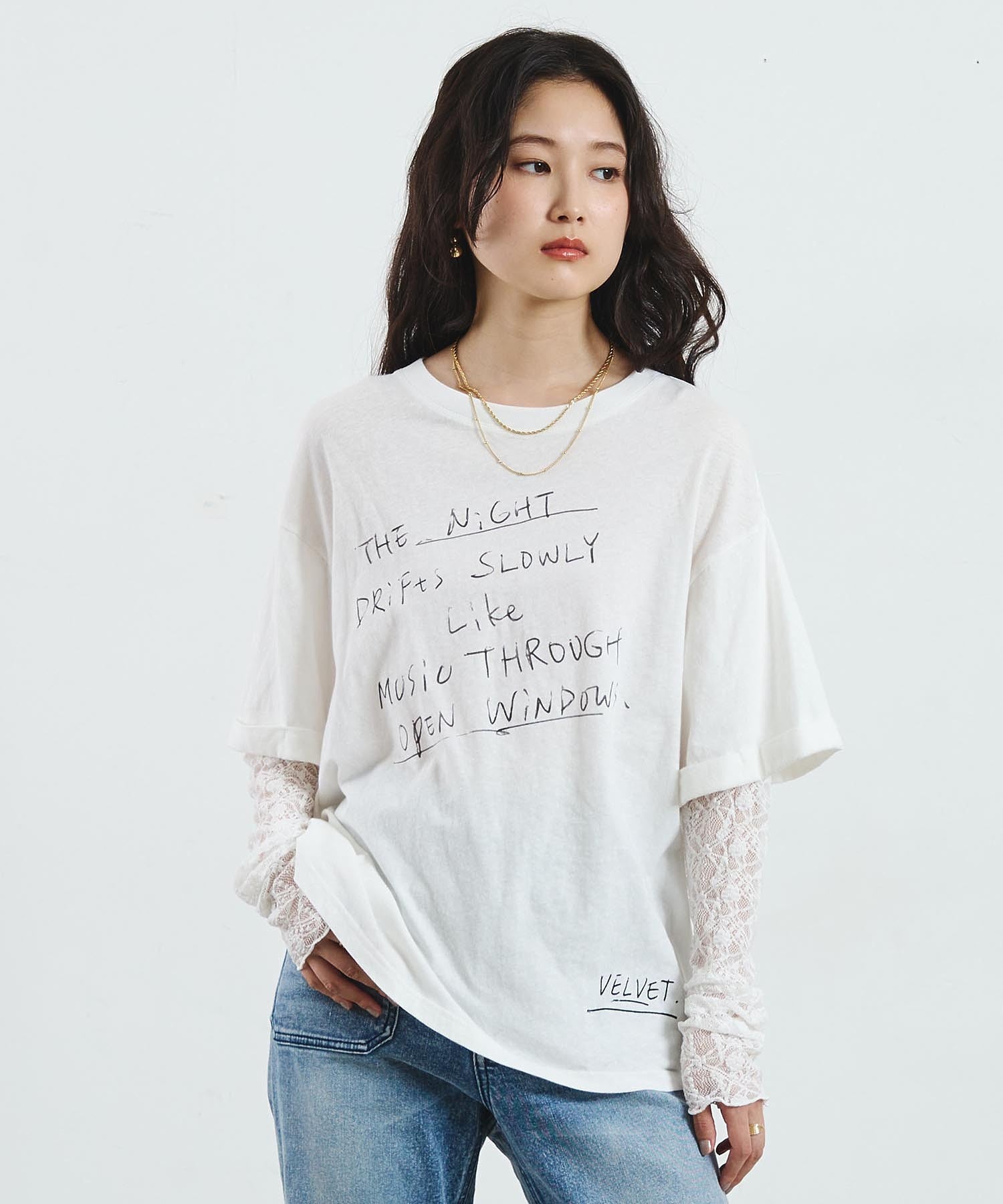 LACE SLEEVE LAYERED TEE