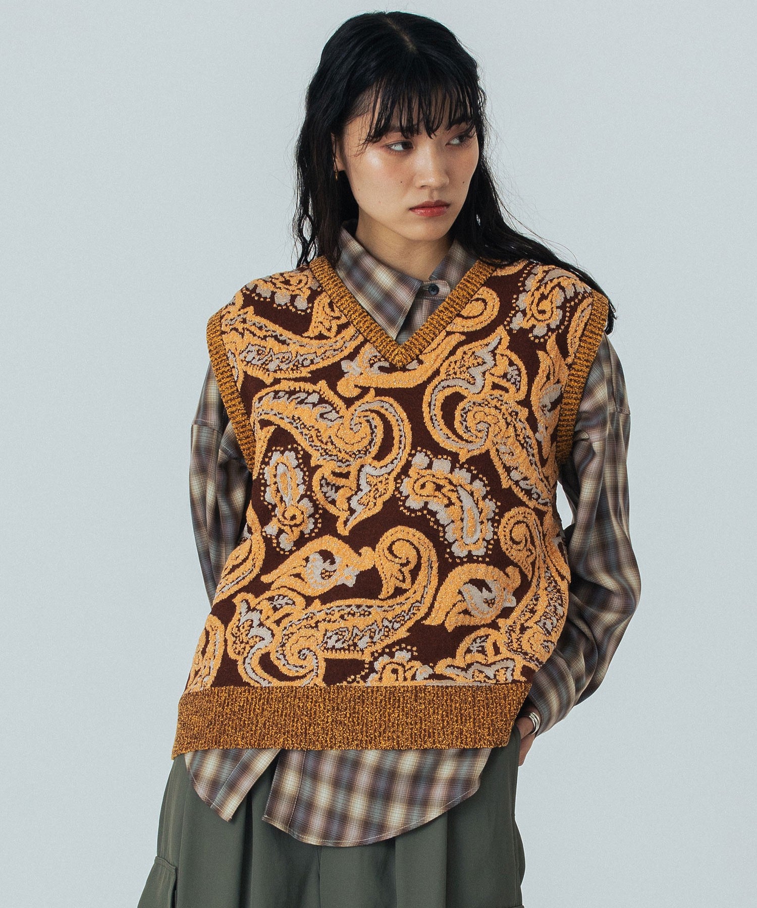 mici/PAISLEY JAQUARD KNIT VEST