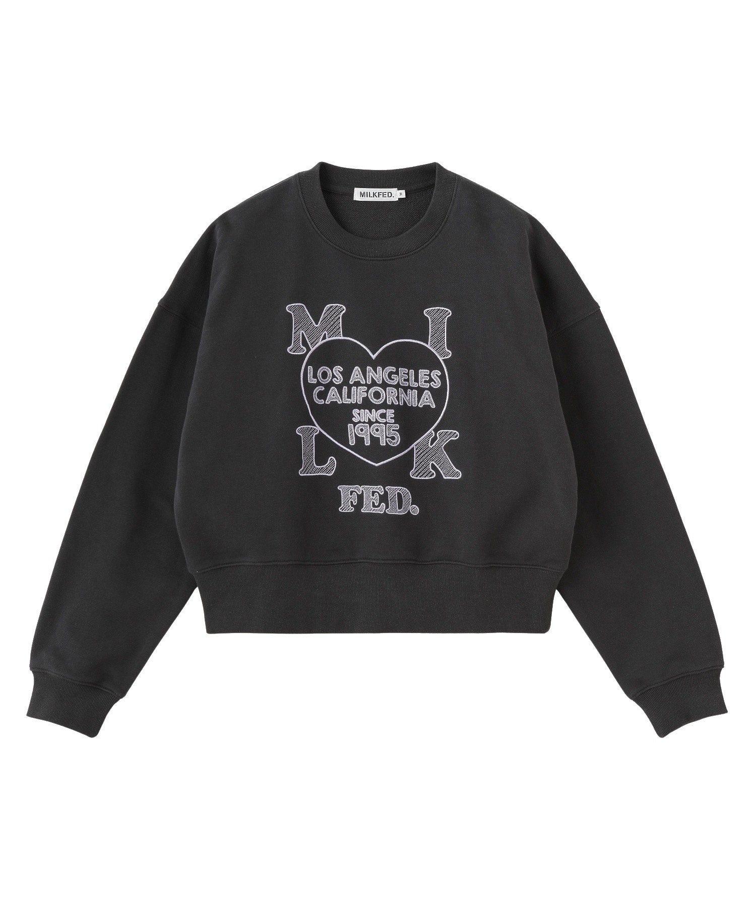 STITCHED HEART LOGO SHORT CREW SWEAT
