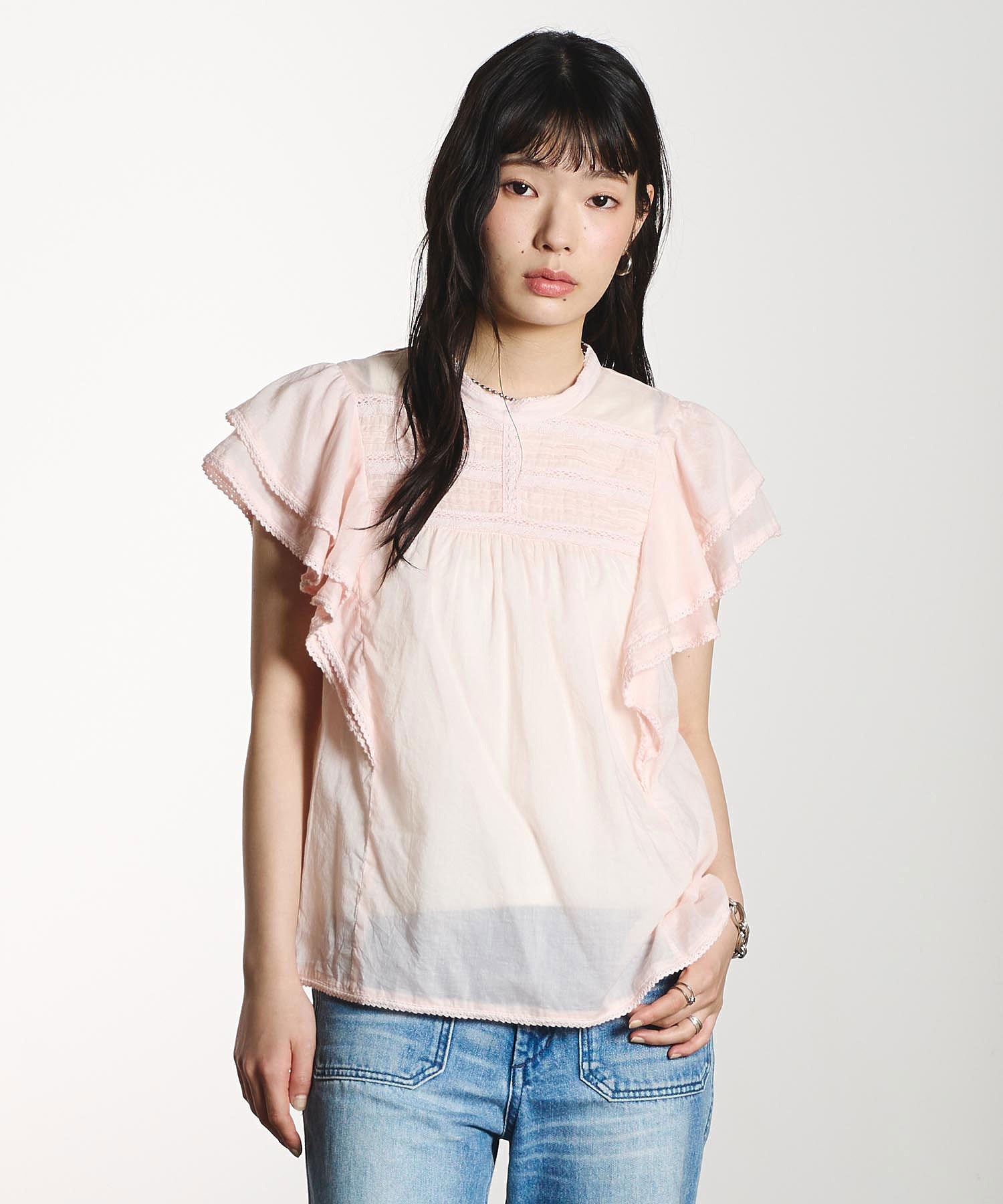 SLEEVE FRILL BLOUSE