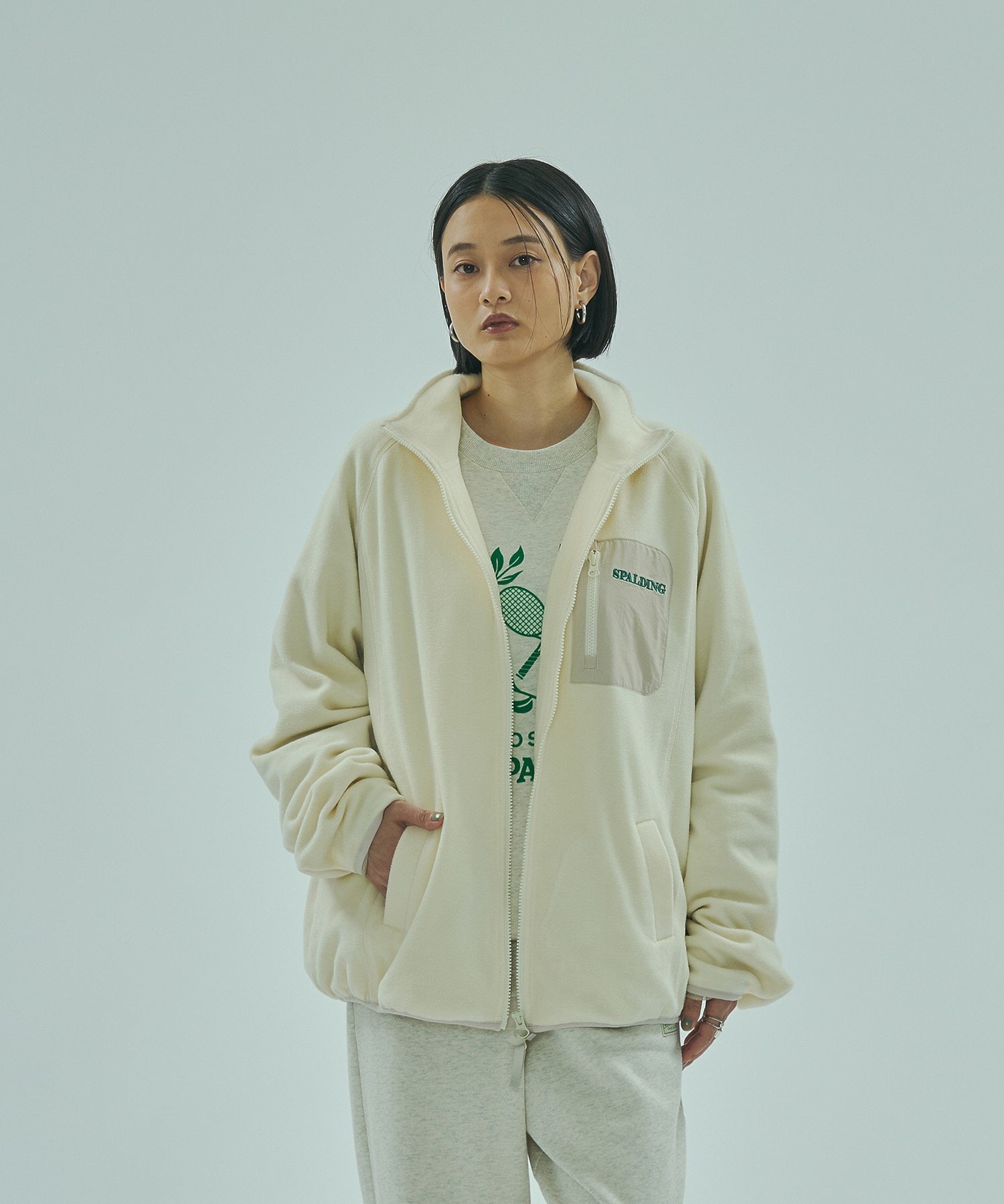 SPALDING x ROSE BUD FLEECE JACKET