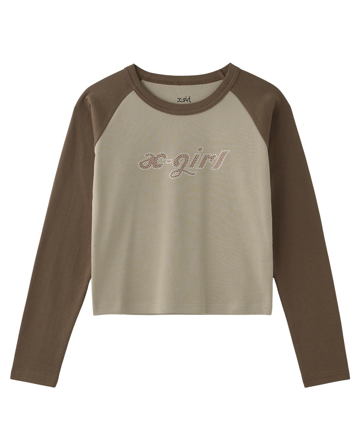 BI COLOR RHINESTONE LOGO RAGLAN L/S BABY TEE