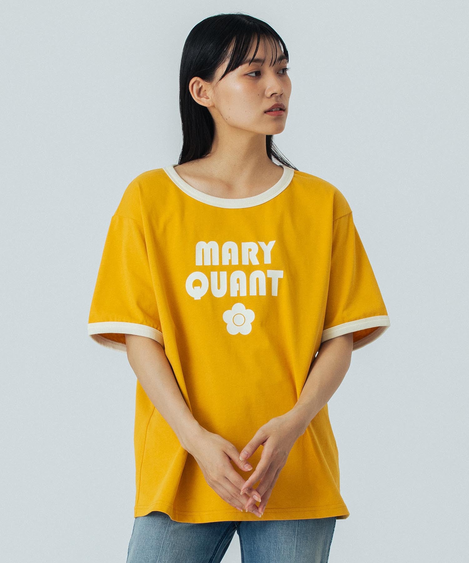 【イエローカラー/S・LサイズROSE BUD別注】MARY QUANT/RINGER TSHIRT