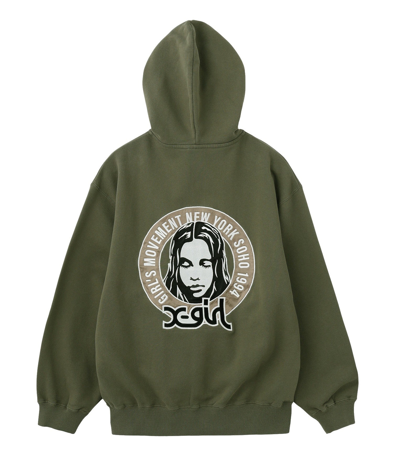 FACE IN CIRCLE LOGO PATCH ZIP UP SWEAT HOODIE
