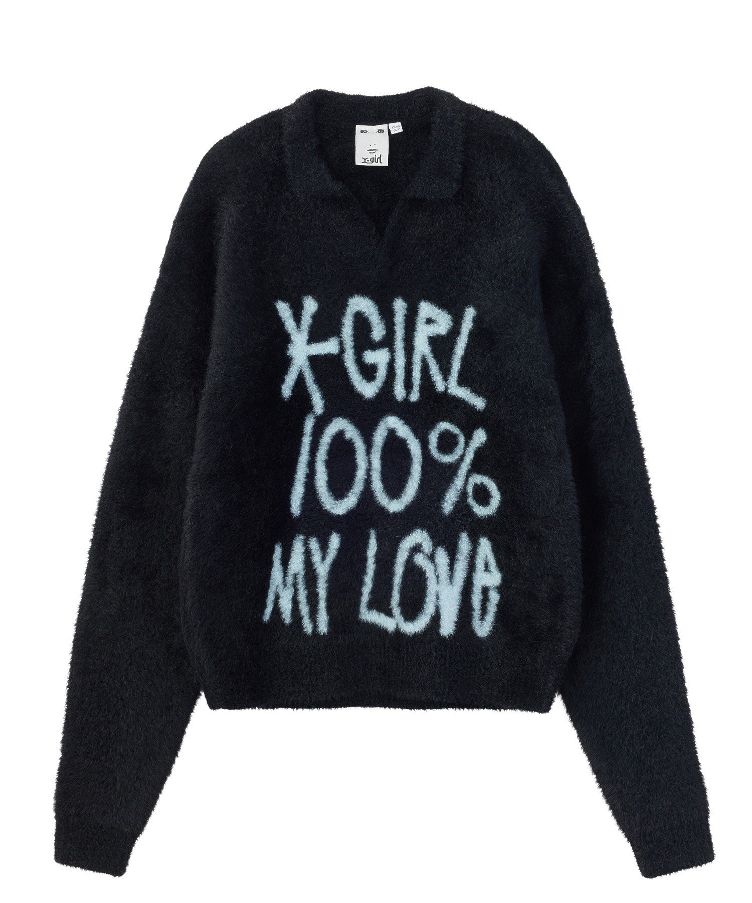 LOGO JACQUARD SHAGGY SKIPPER KNIT TOP