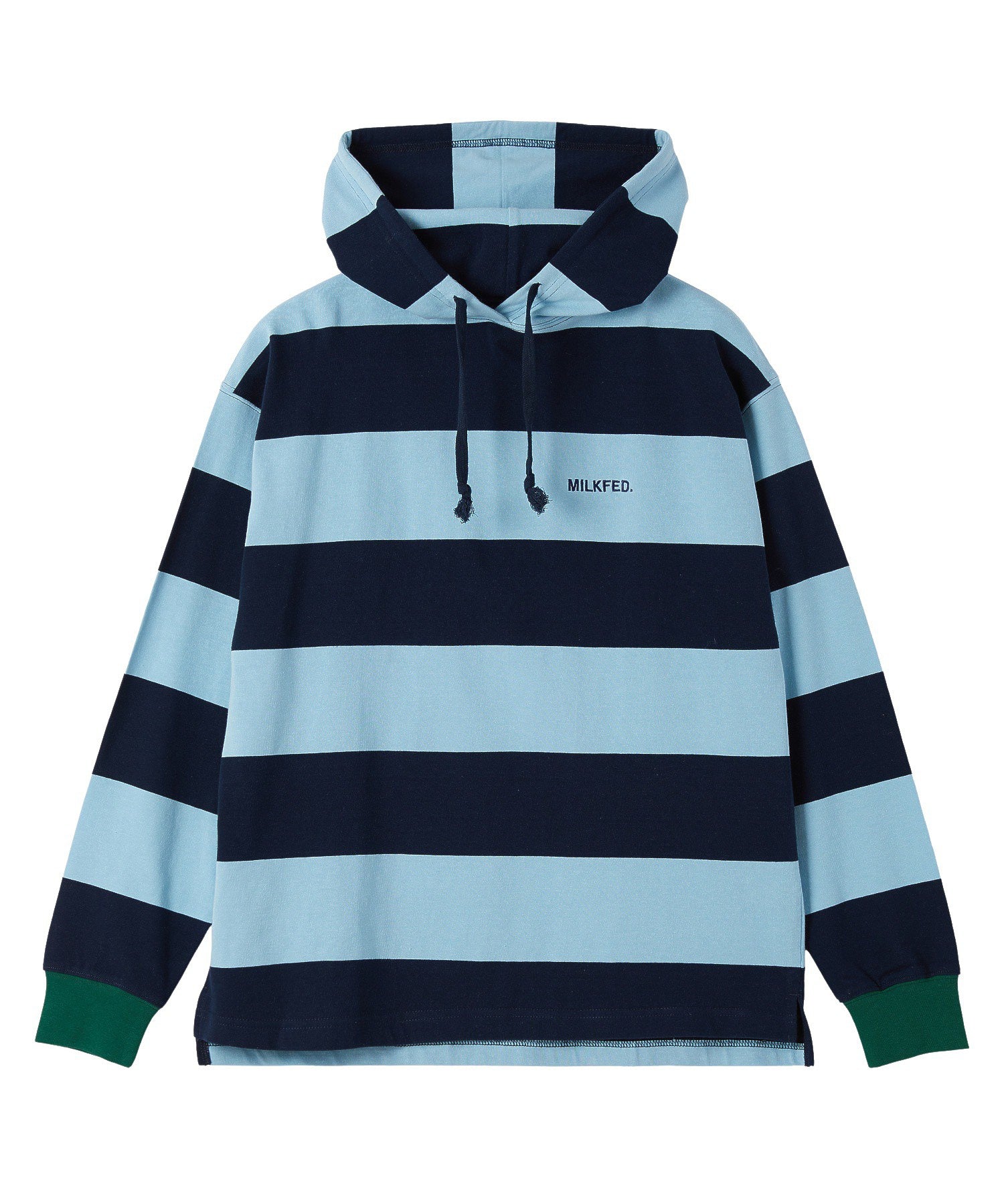 CONTRAST RIB STRIPED HOODED TOP