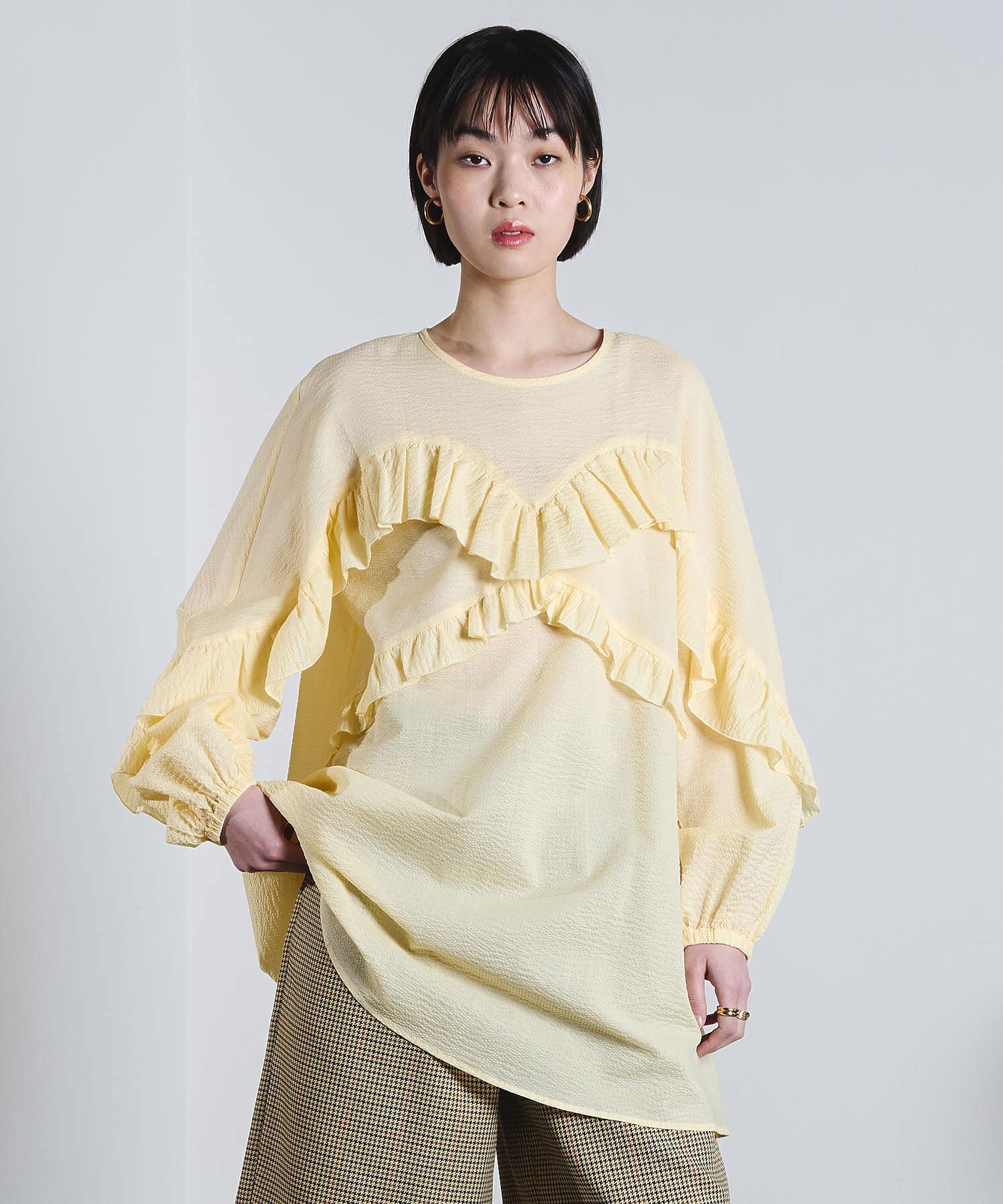 mici/RUFFLE TUNIC BLOUSE