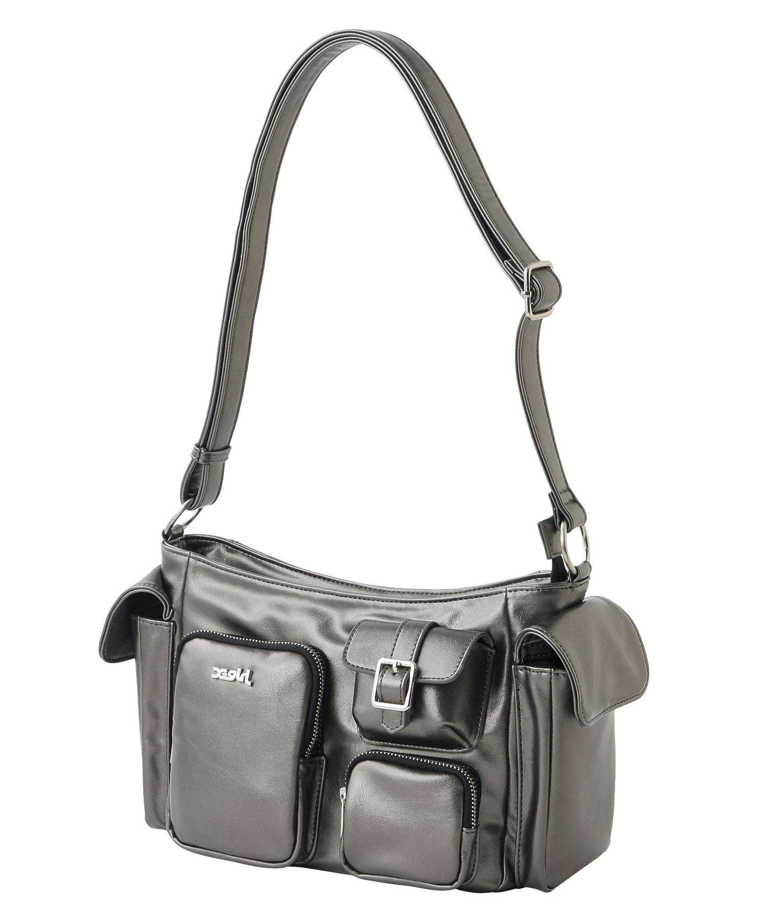 MULTI POCKET FAUX LEATHER HAND BAG