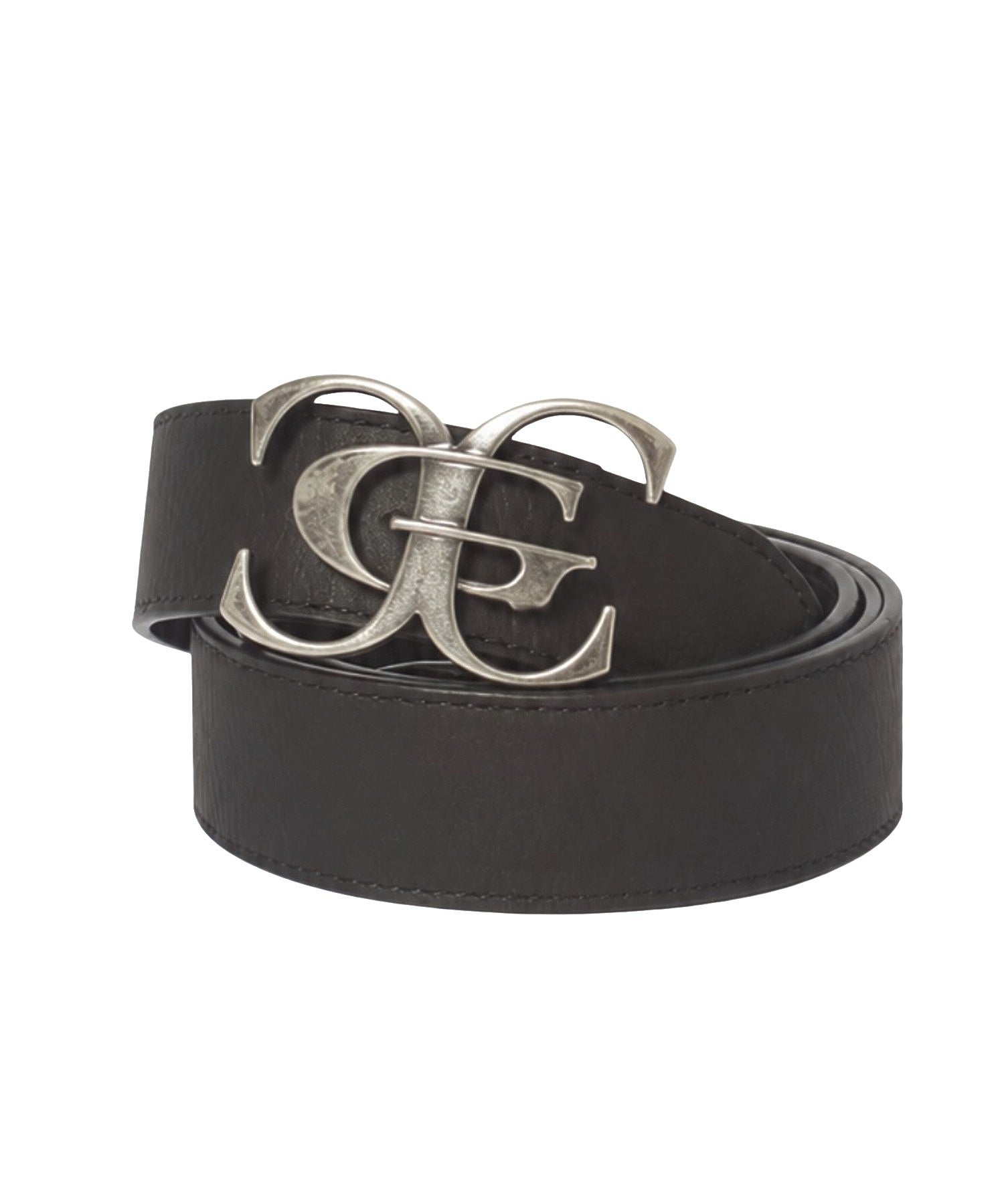 METAL XG EMBLEM BUCKLE FADED FAUX LEATHER BELT