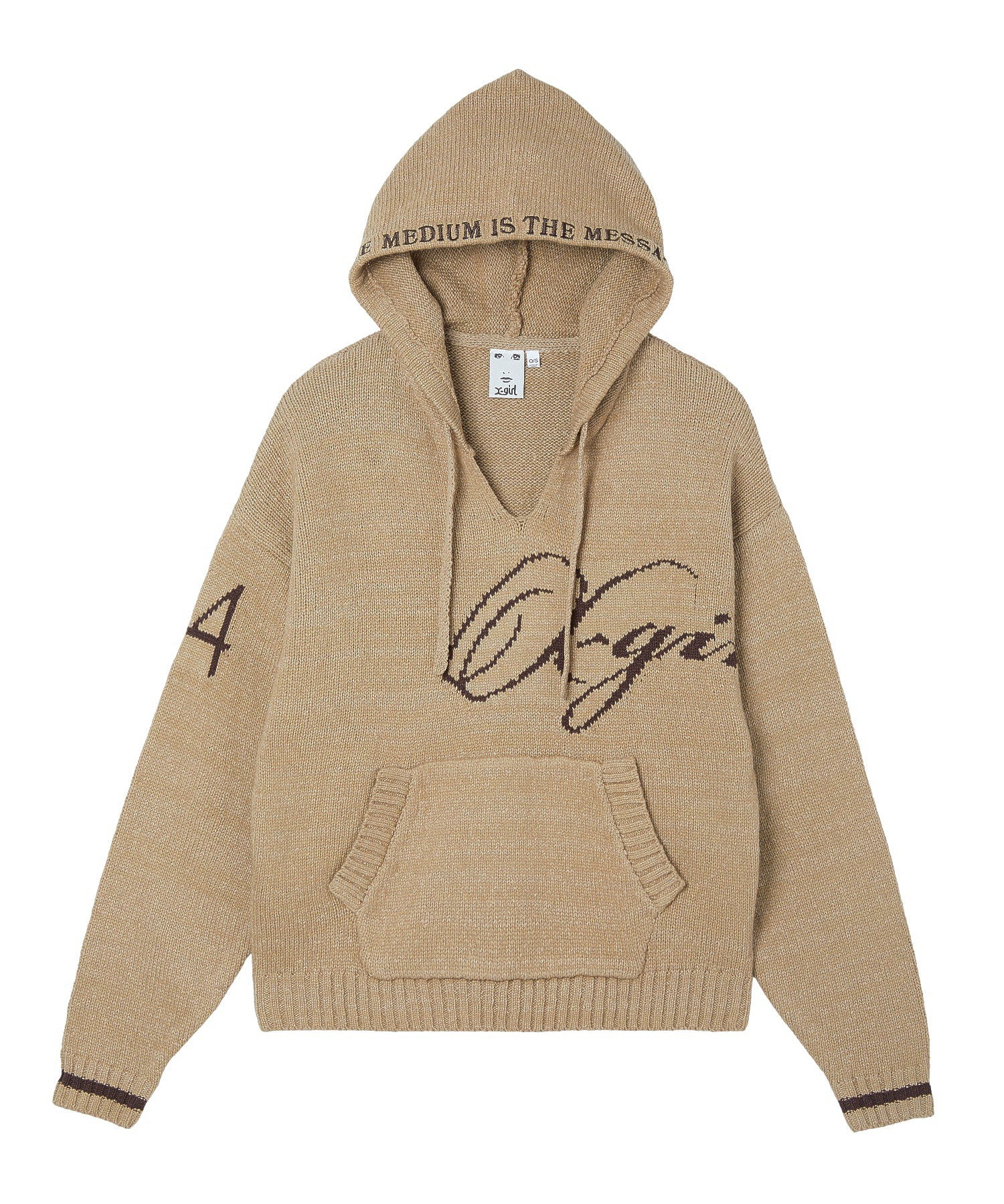 FRONT SLIT KNIT HOODIE