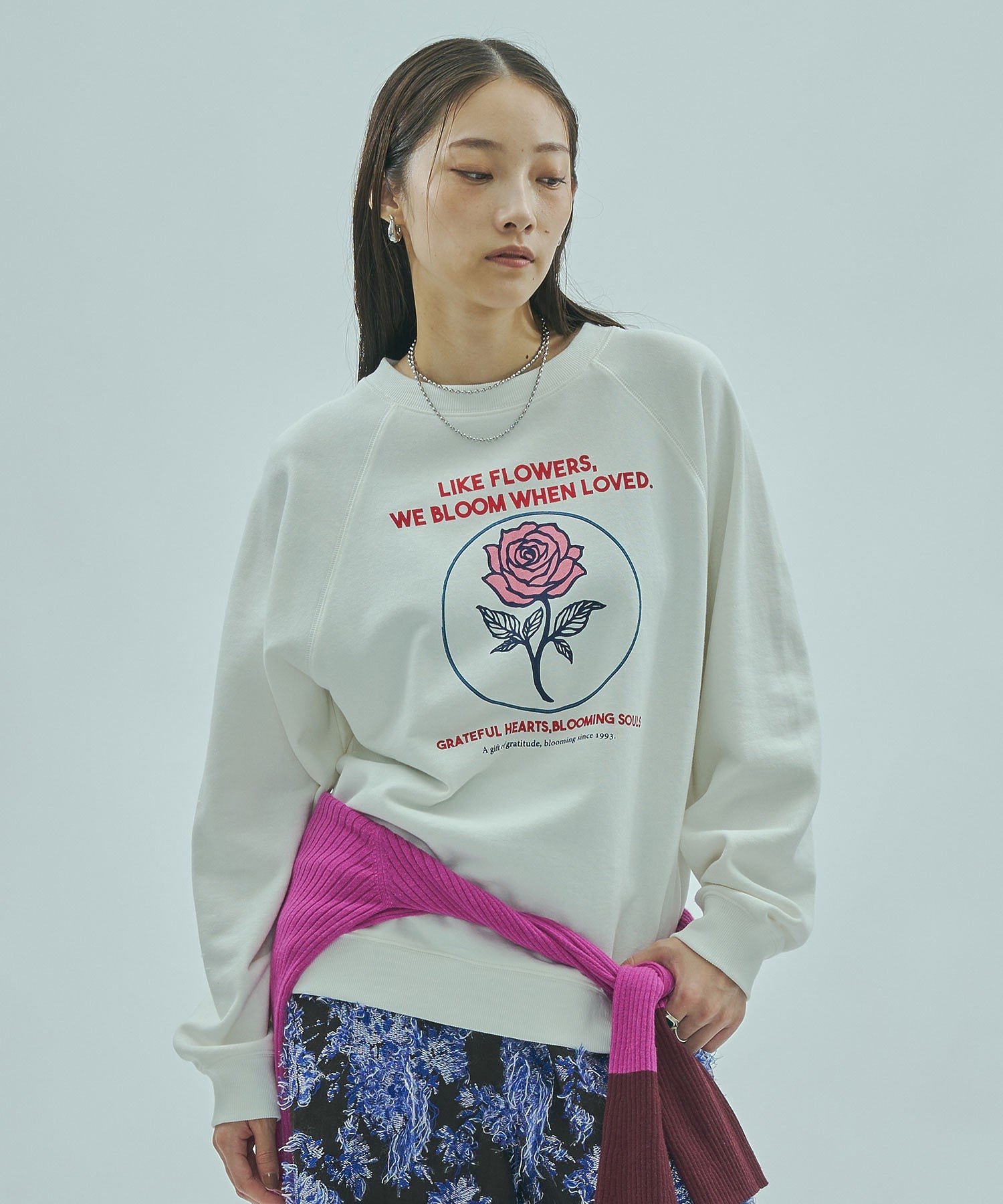 mag.by c/ROSE PRINT L/S SWEAT