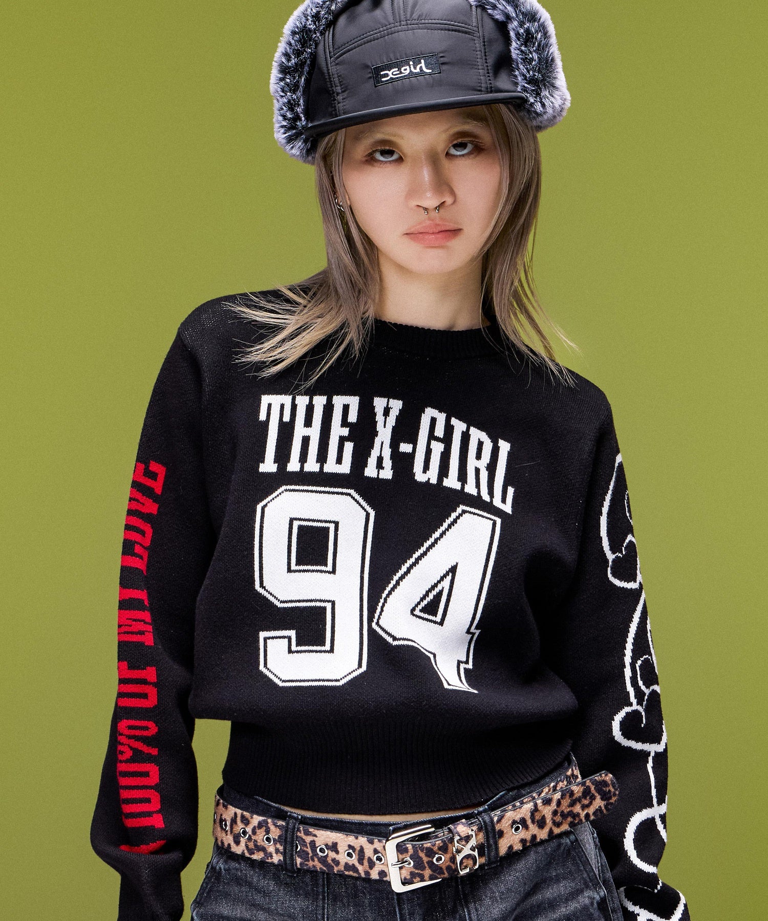 NUMBER JACQUARD COMPACT KNIT TOP