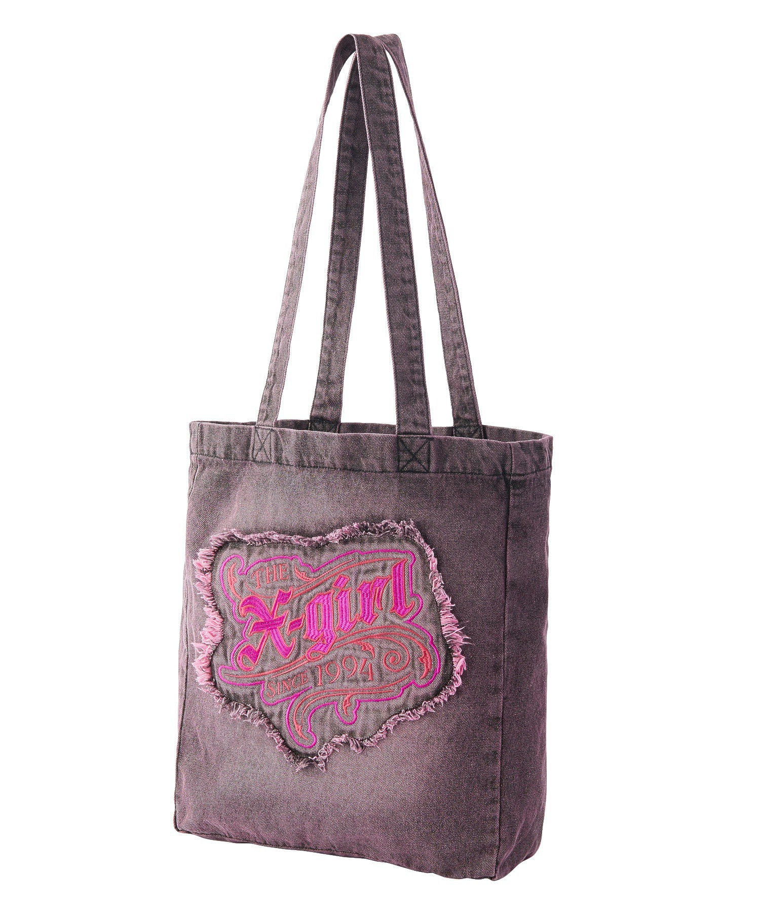 FADED LOGO PATCH DENIM TOTE BAG