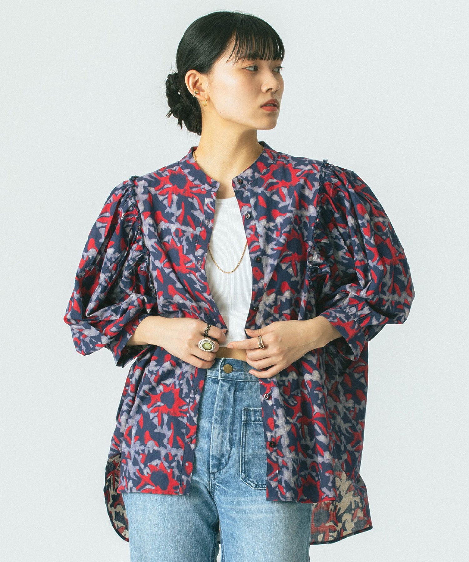 GENE HEAVENS/INDIGO FLOWER SHIRTS