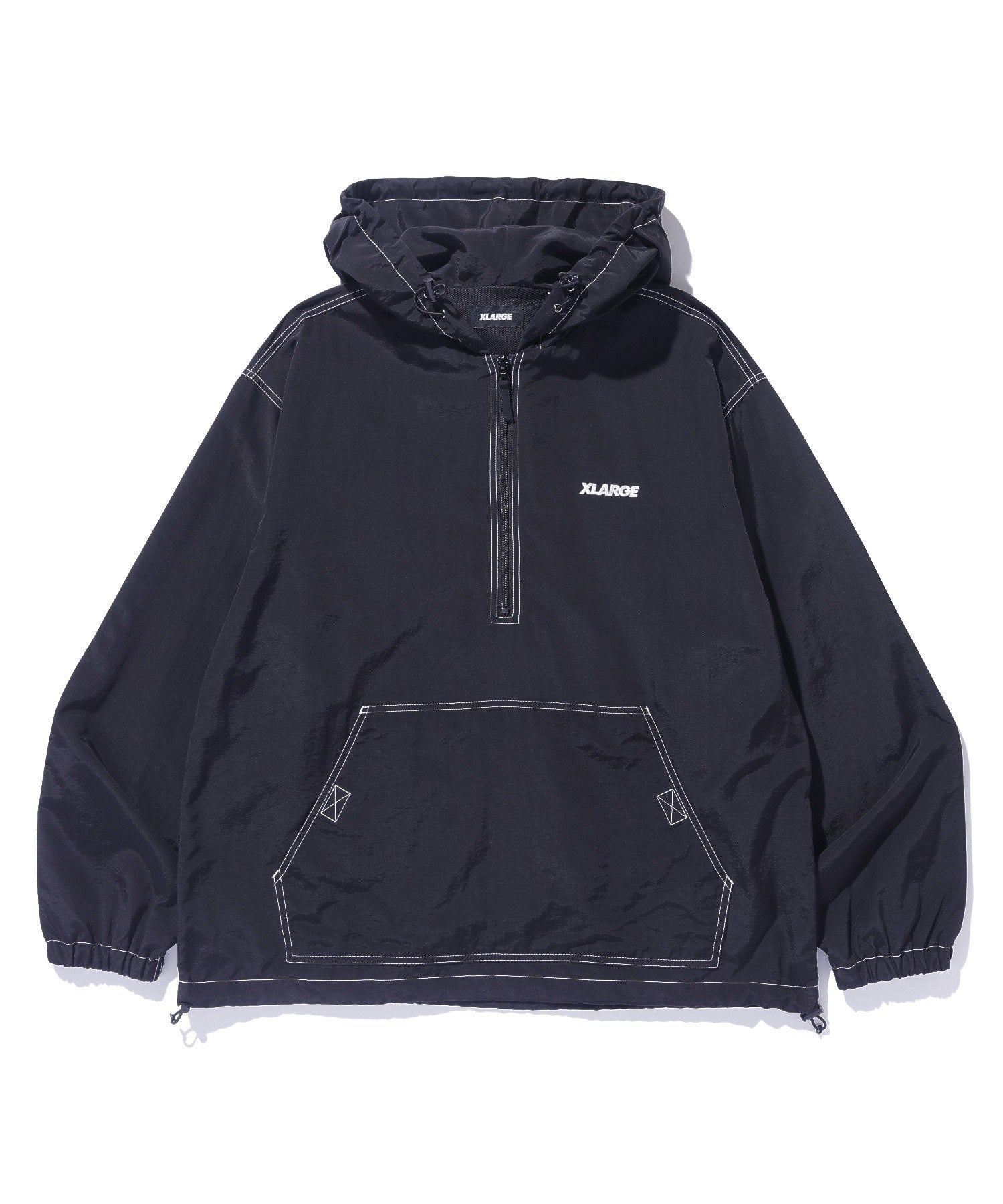 CONTRAST STITCHED NYLON HOODED JACKET