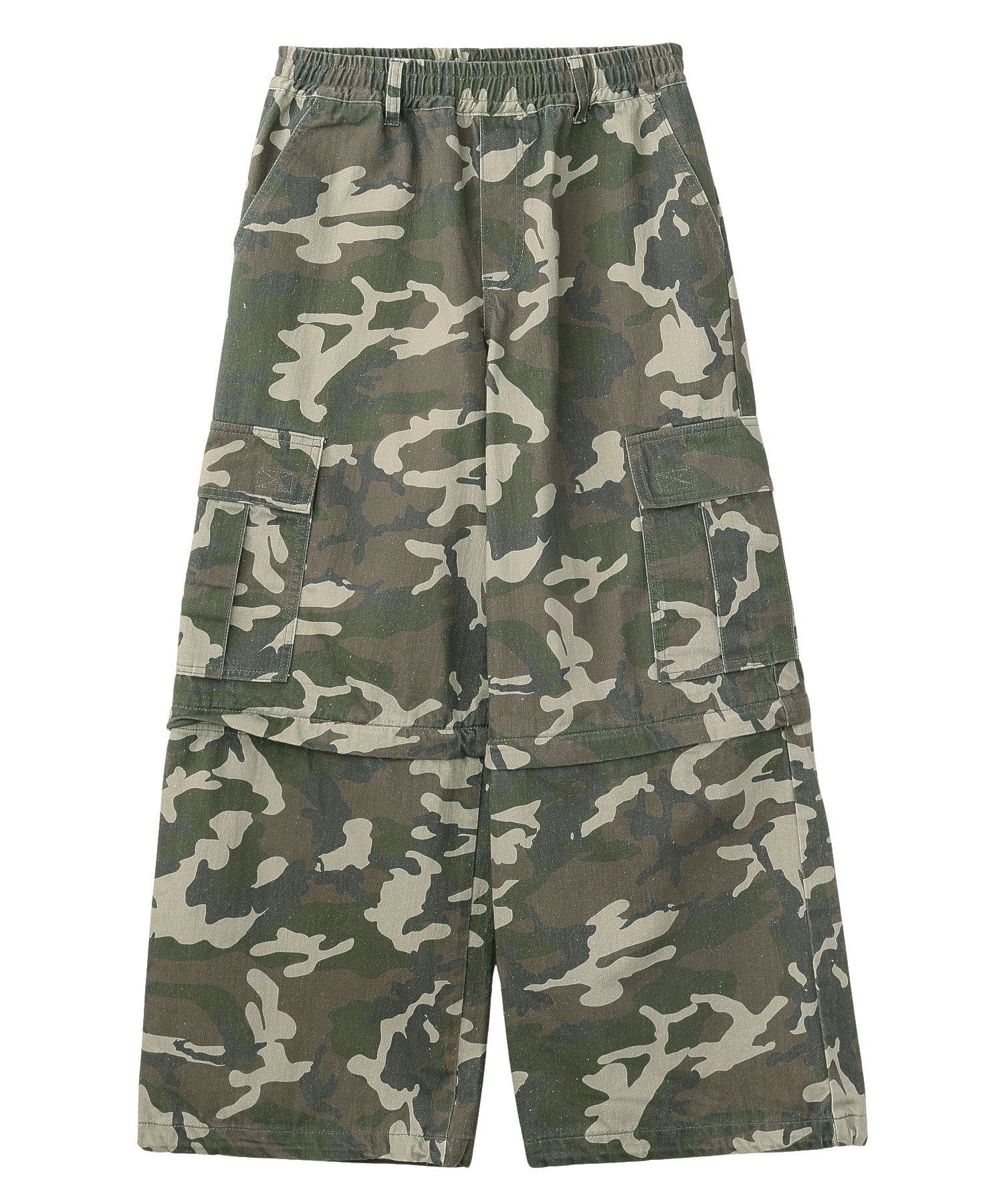 WASHED 2WAY WIDE LEG CARGO PANTS