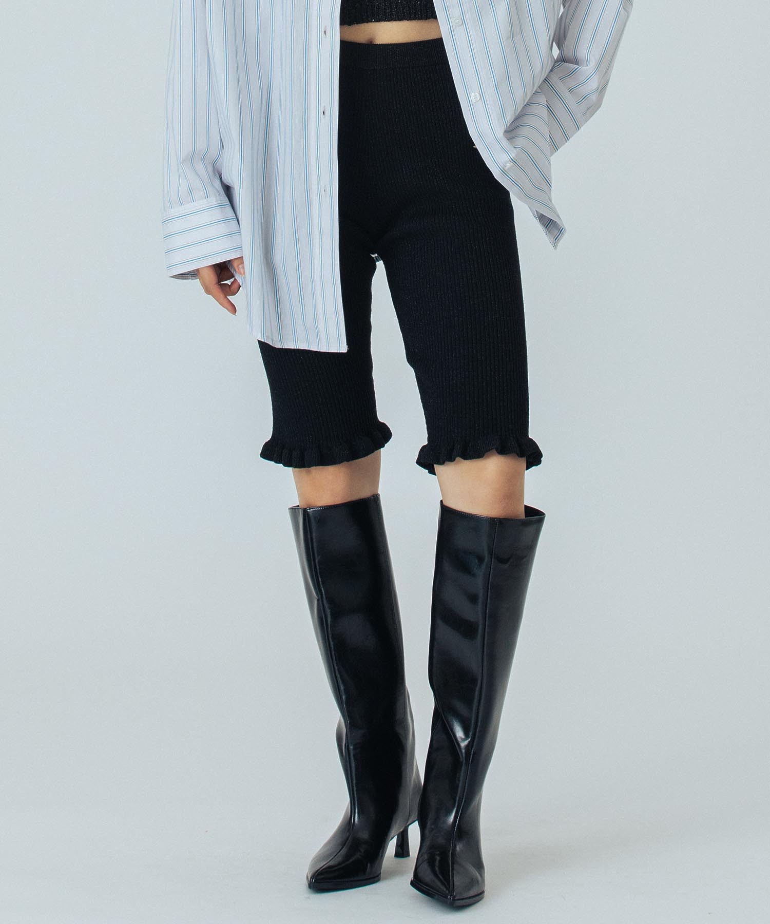CREOLME/LAME KNIT HALF PANTS