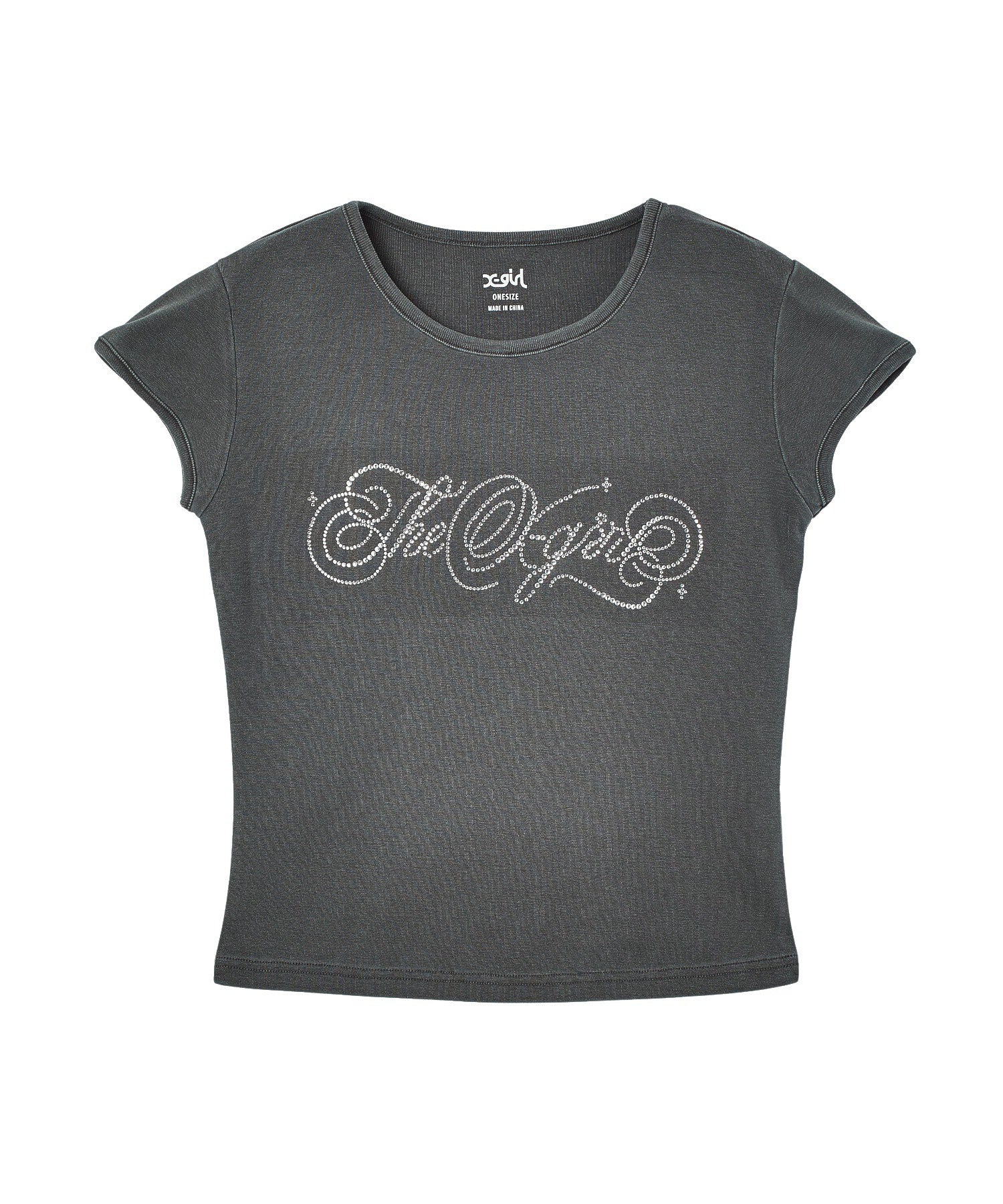 RHINESTONE DECORATIVE SCRIPT LOGO S/S BABY TEE