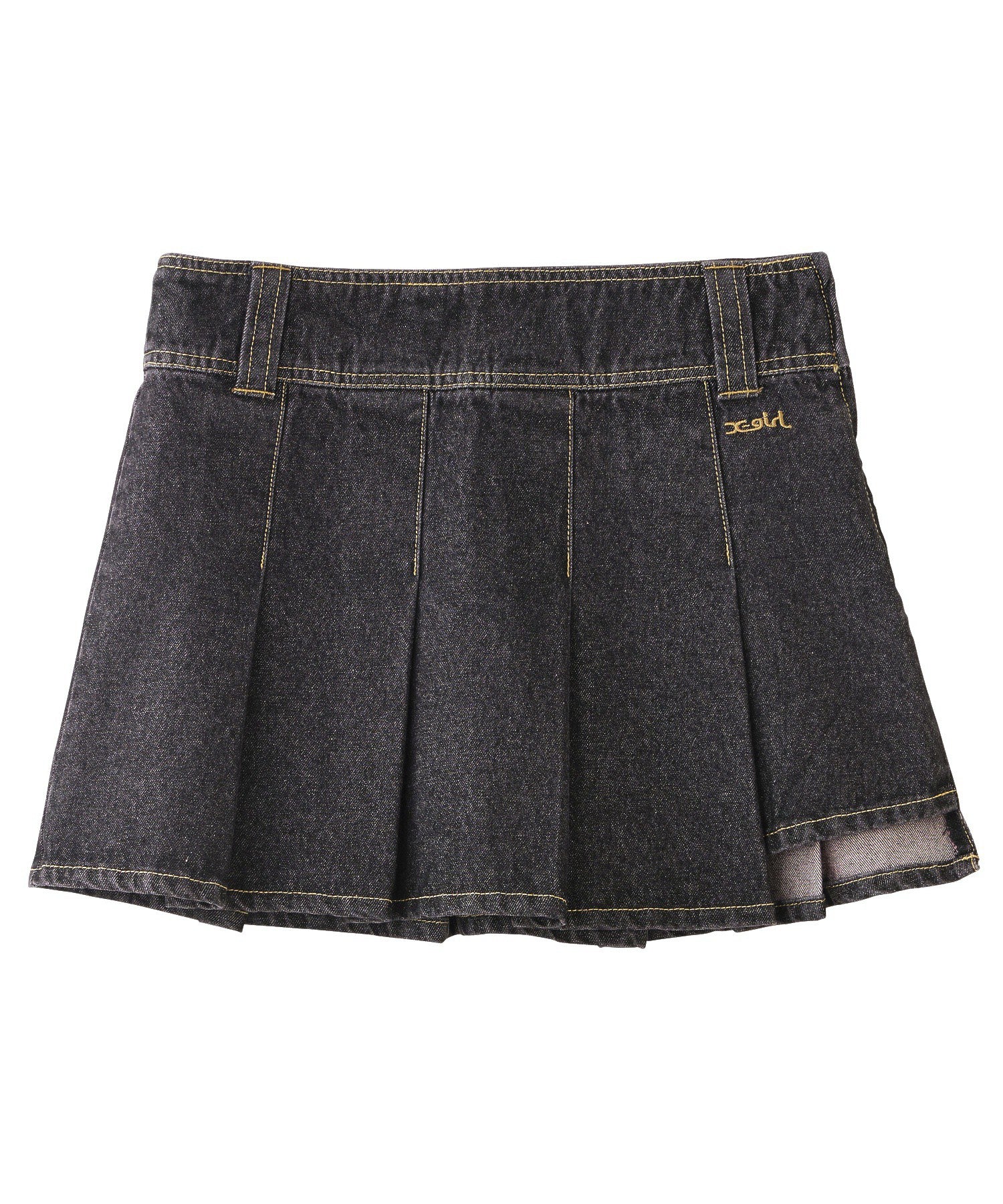 PLEATED DENIM MINI SKIRT