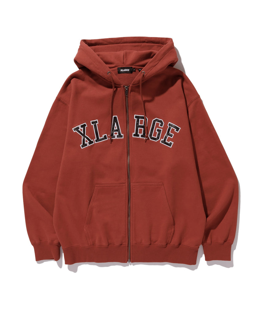 XLARGE / PERFORATED LEATHER LOGO ZIP UP HOODED SWEATSHIRT – calif