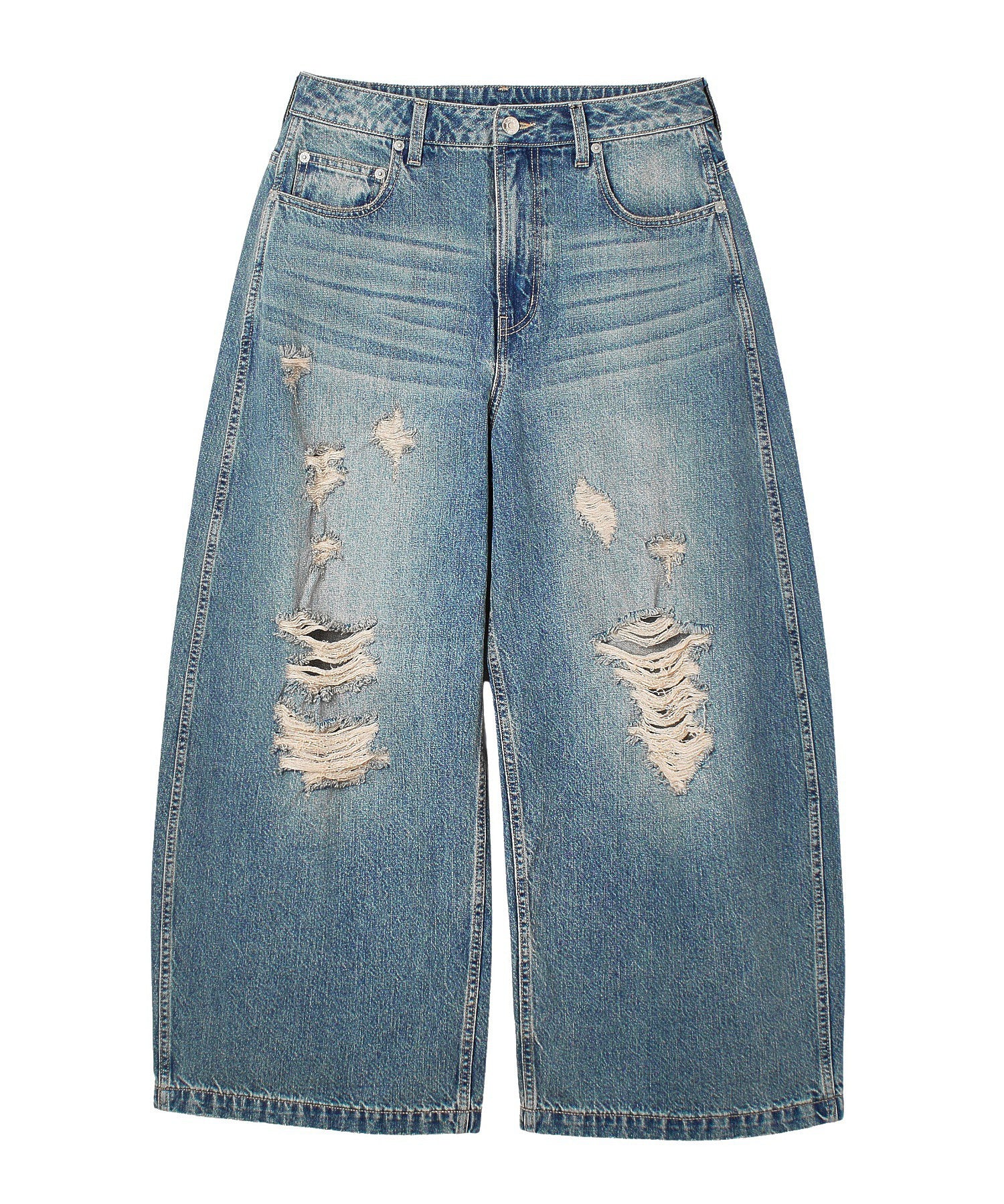 DISTRESSED BAGGY DENIM PANTS