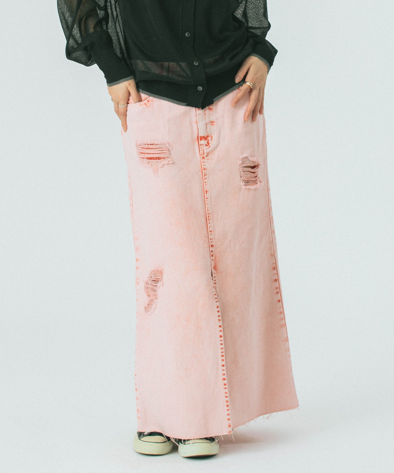 DAMEGE DENIM SKIRT