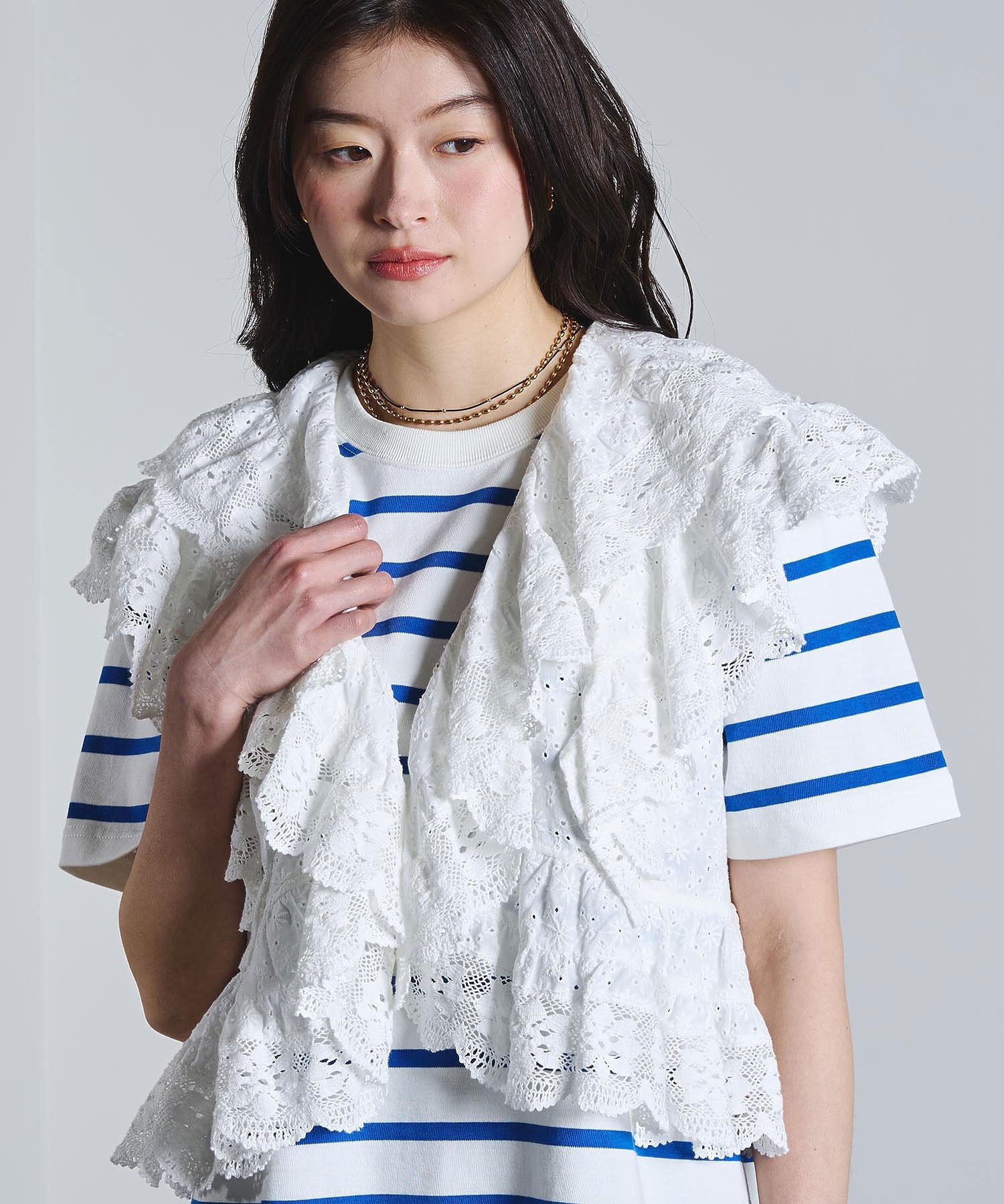 mag.by c/COTTON EMBROIDERY FRILL VEST