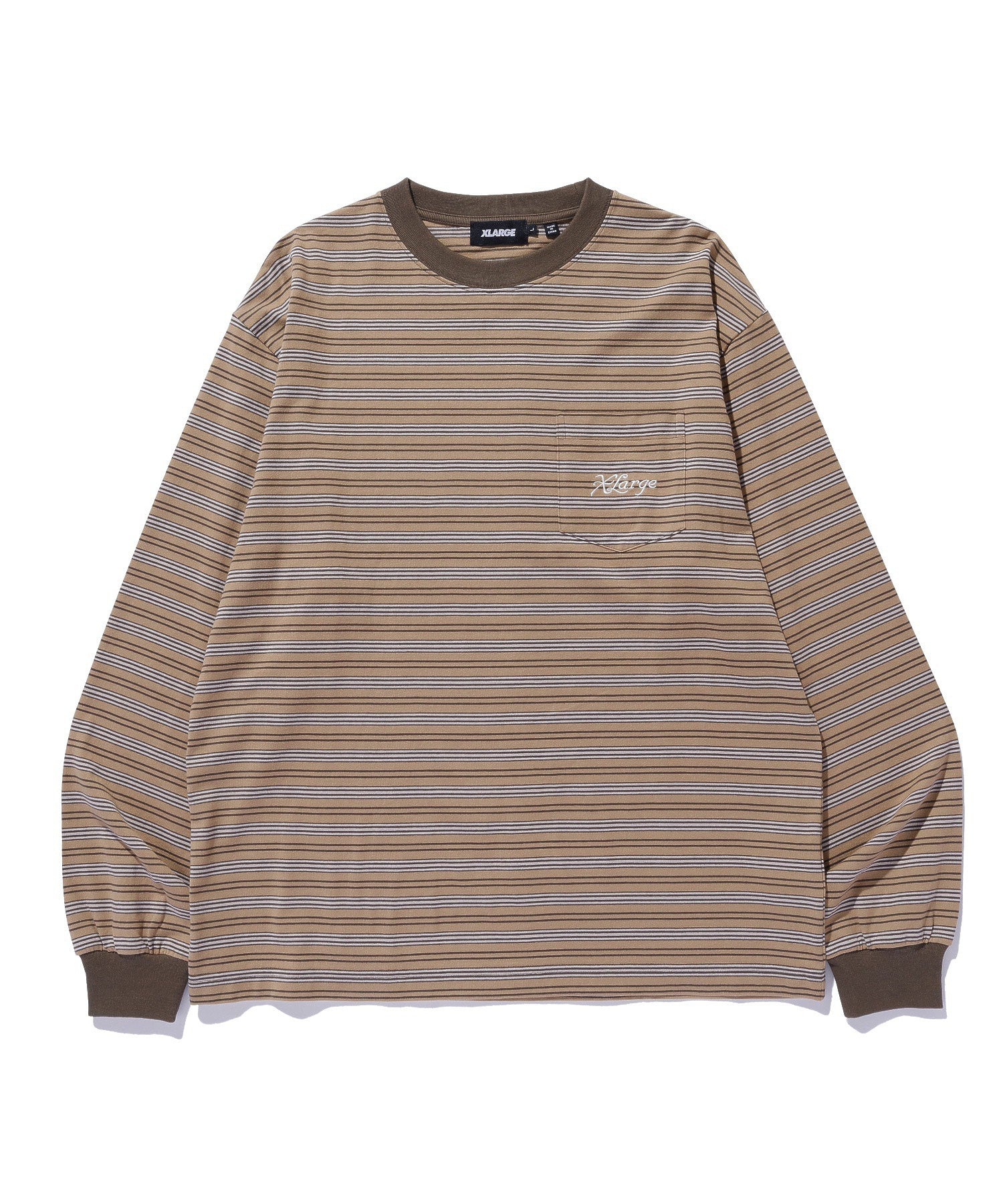 STRIPED L/S POCKET TEE