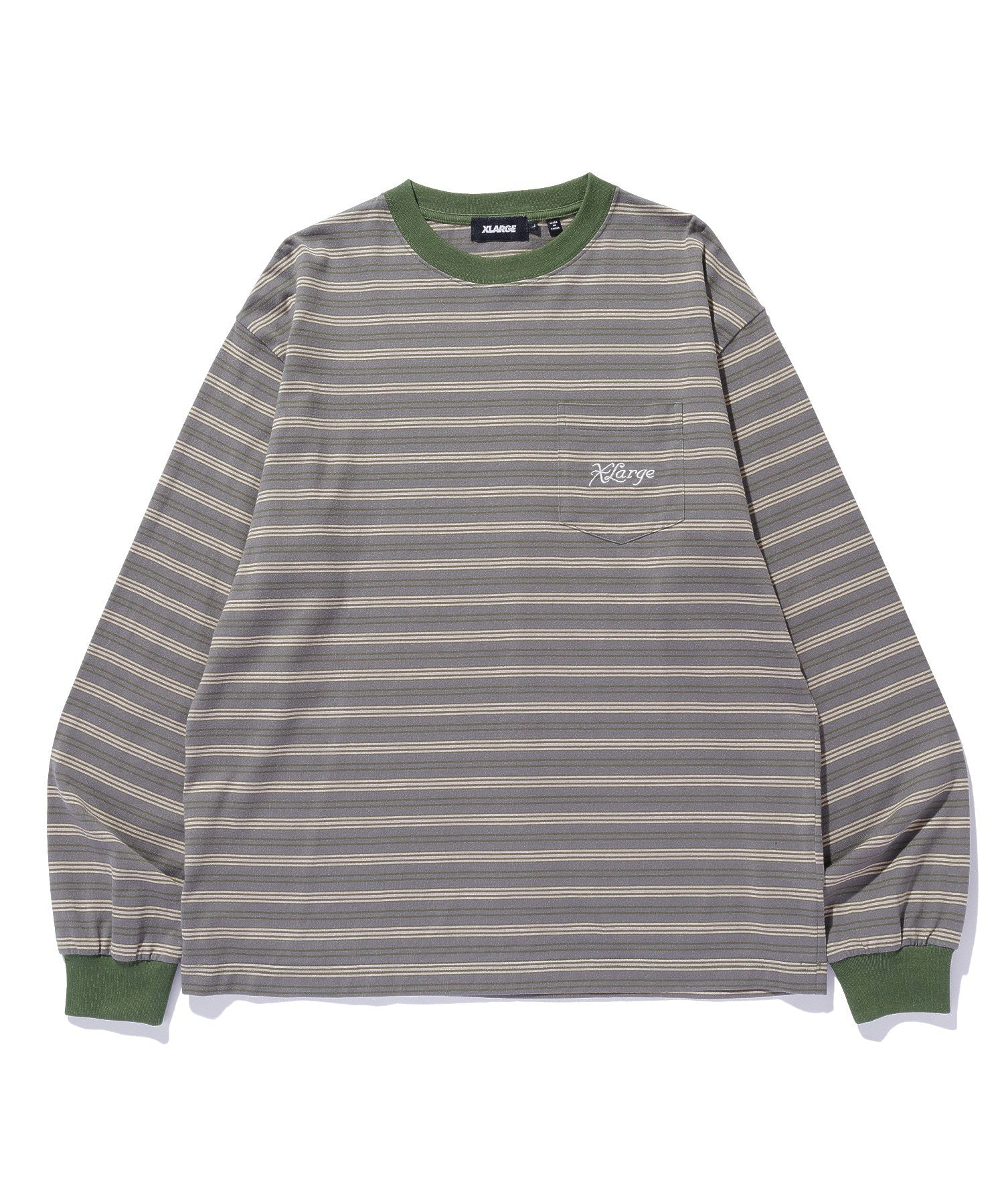 STRIPED L/S POCKET TEE