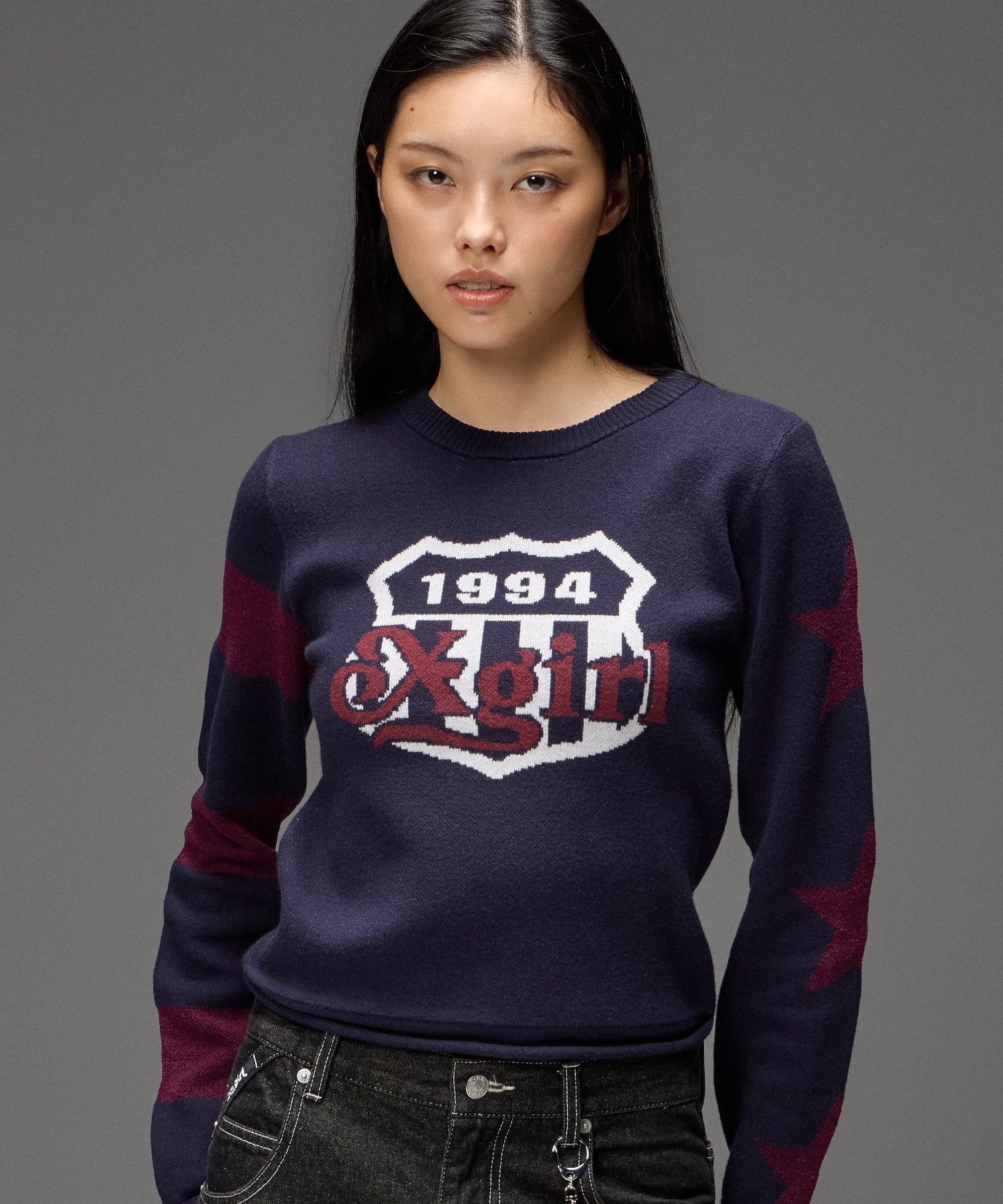 EMBLEM LOGO JACQUARD COMPACT KNIT TOP
