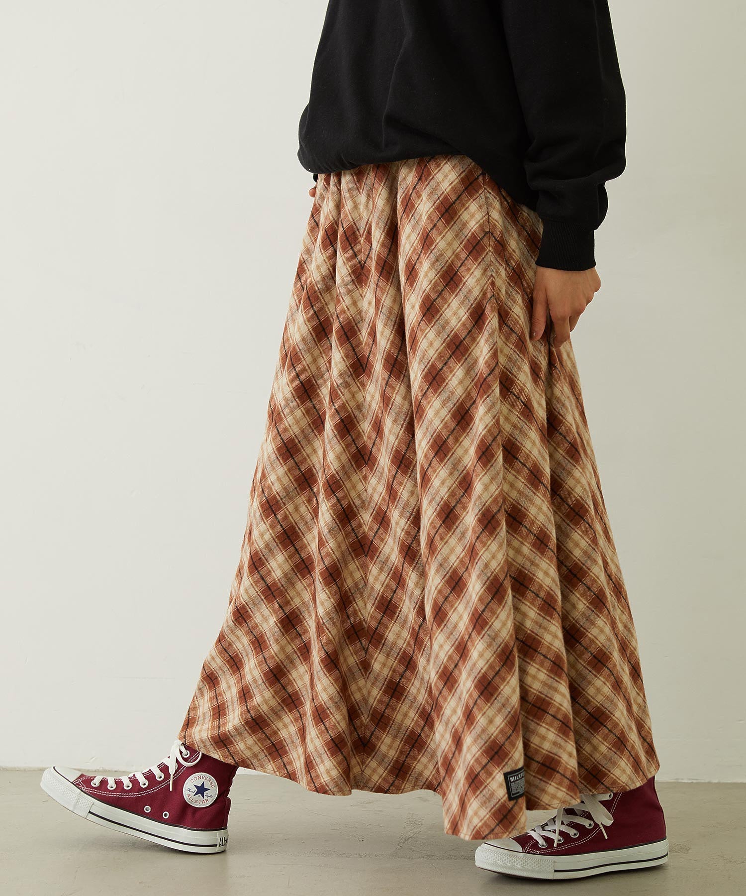FLARE PLAID SKIRT
