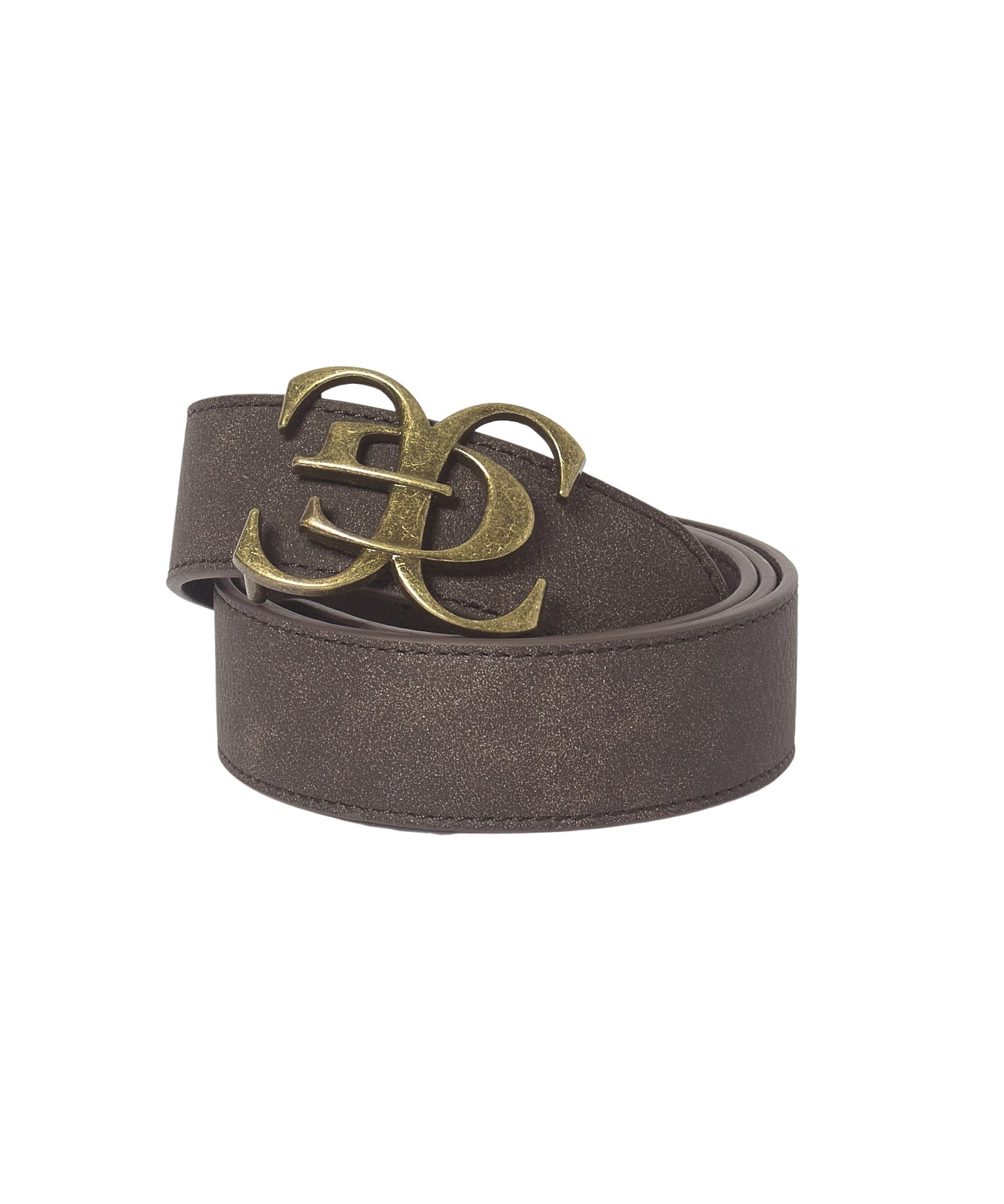 METAL XG EMBLEM BUCKLE FADED FAUX LEATHER BELT