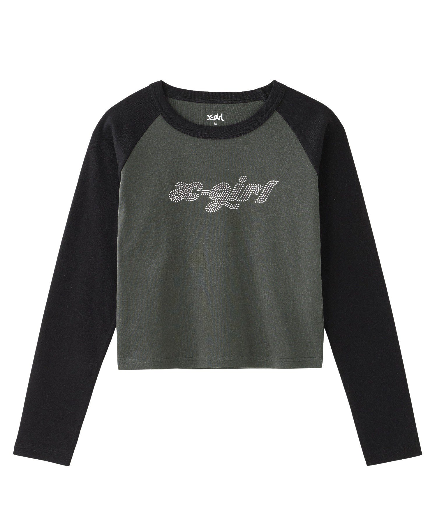 BI COLOR RHINESTONE LOGO RAGLAN L/S BABY TEE