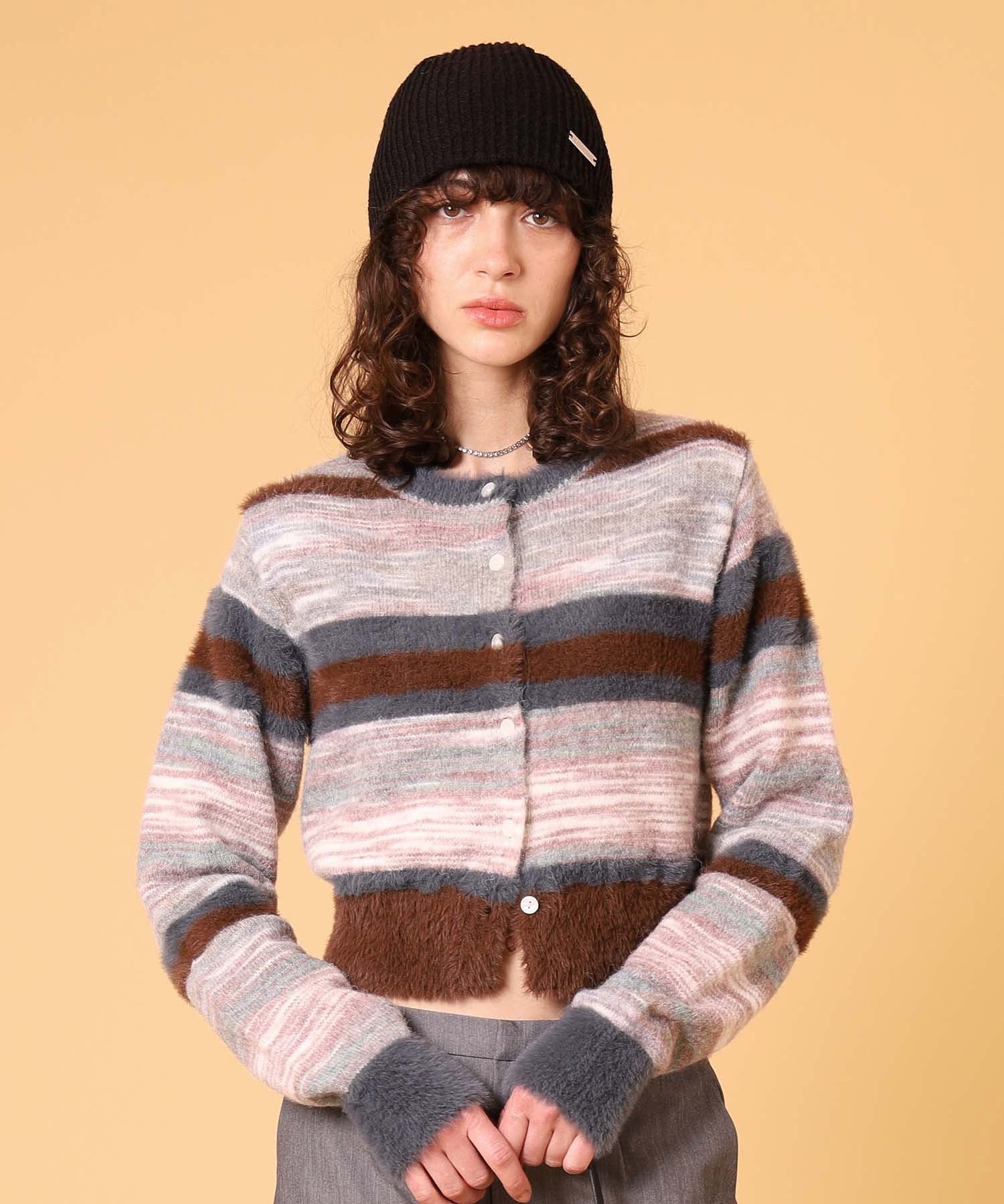 マルチボーダーシャギーカーディガン