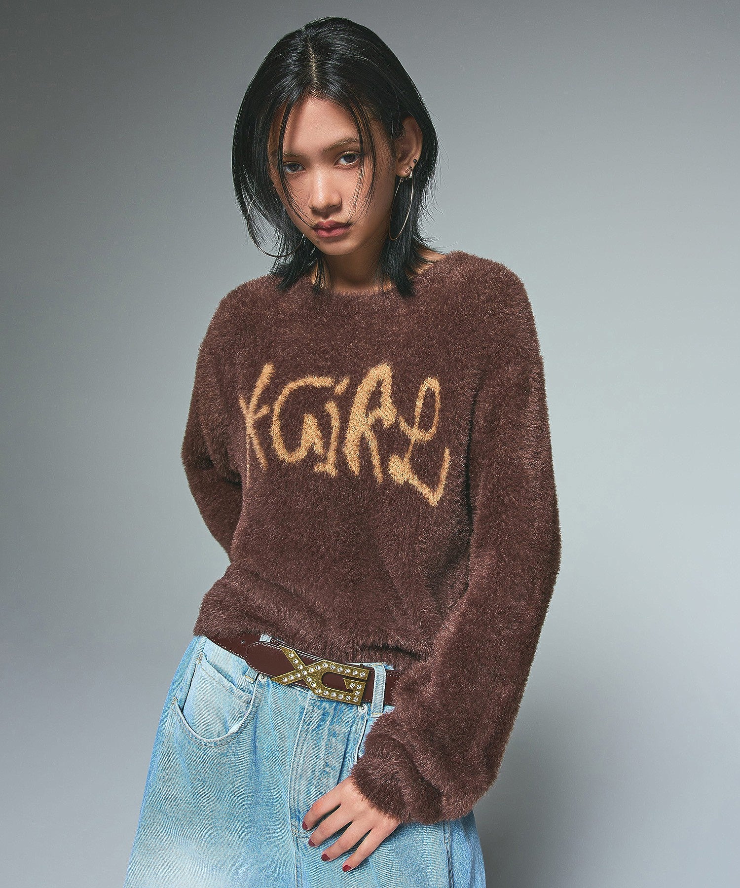 XG EMBLEM BUCKLE FAUX LEATHER BELT