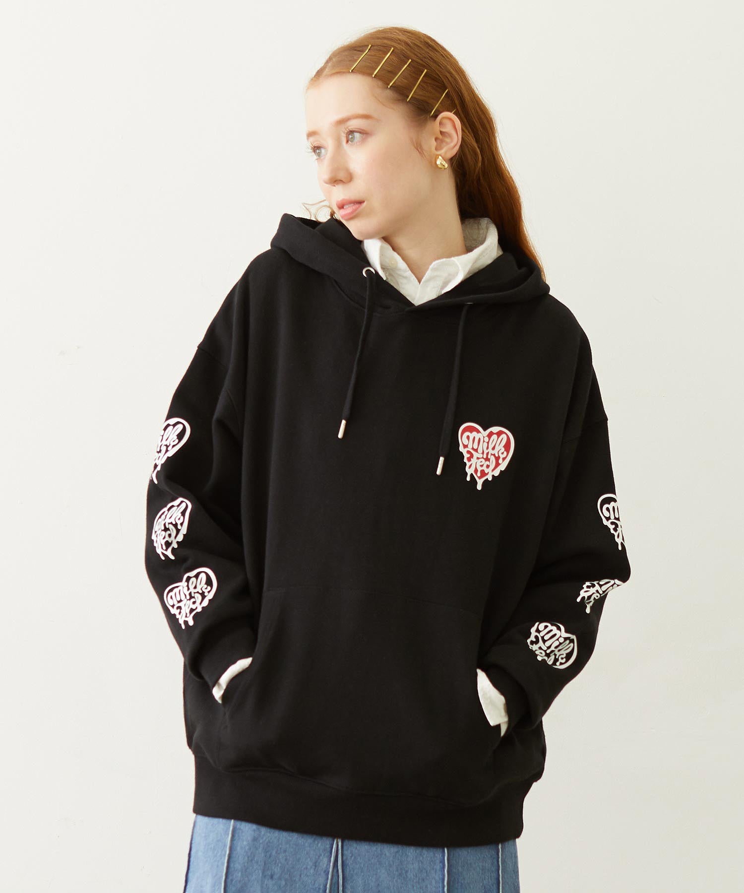 MELTY HEART WIDE HOODIE SWEAT