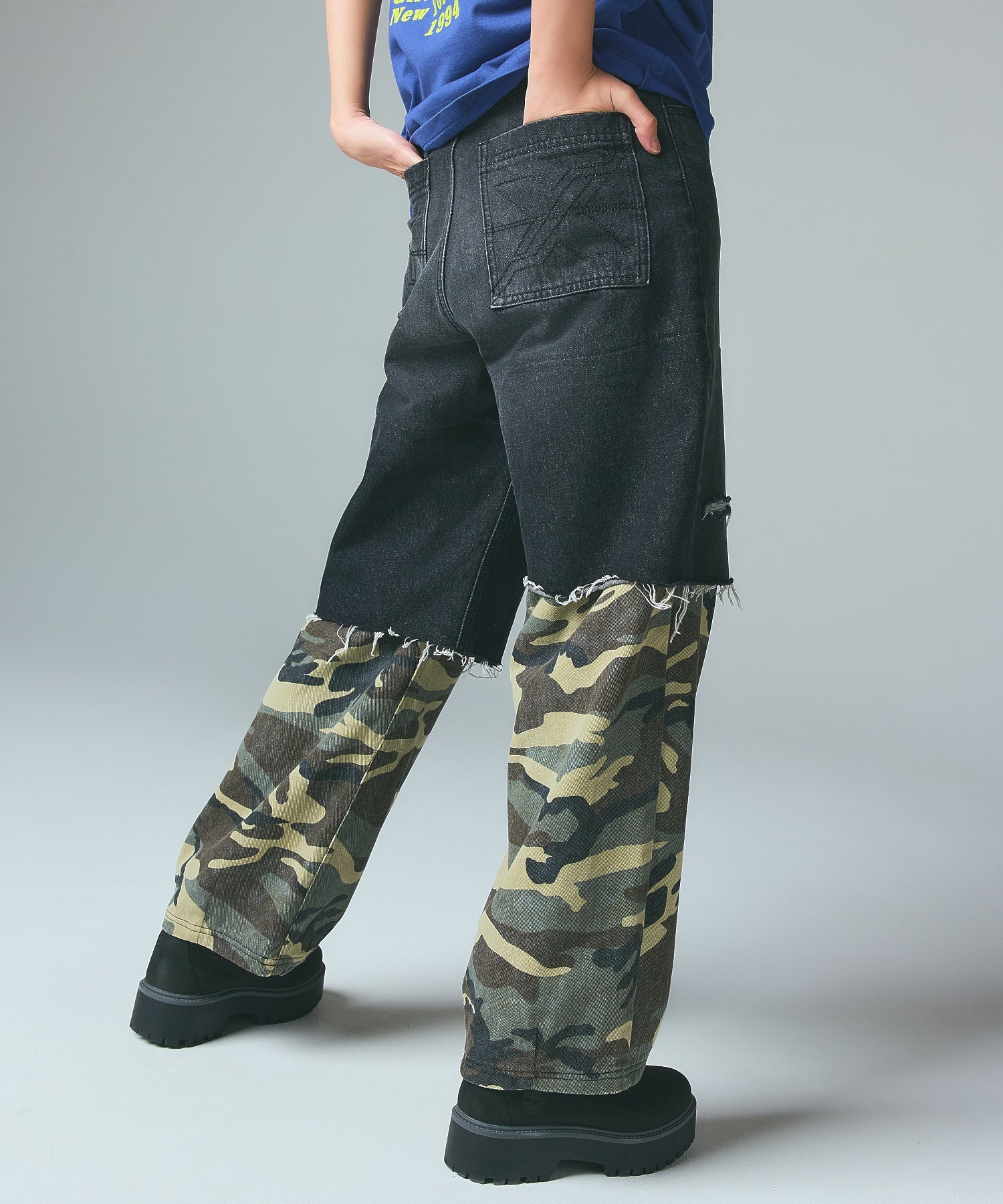 FADED CAMO LAYERED PANTS